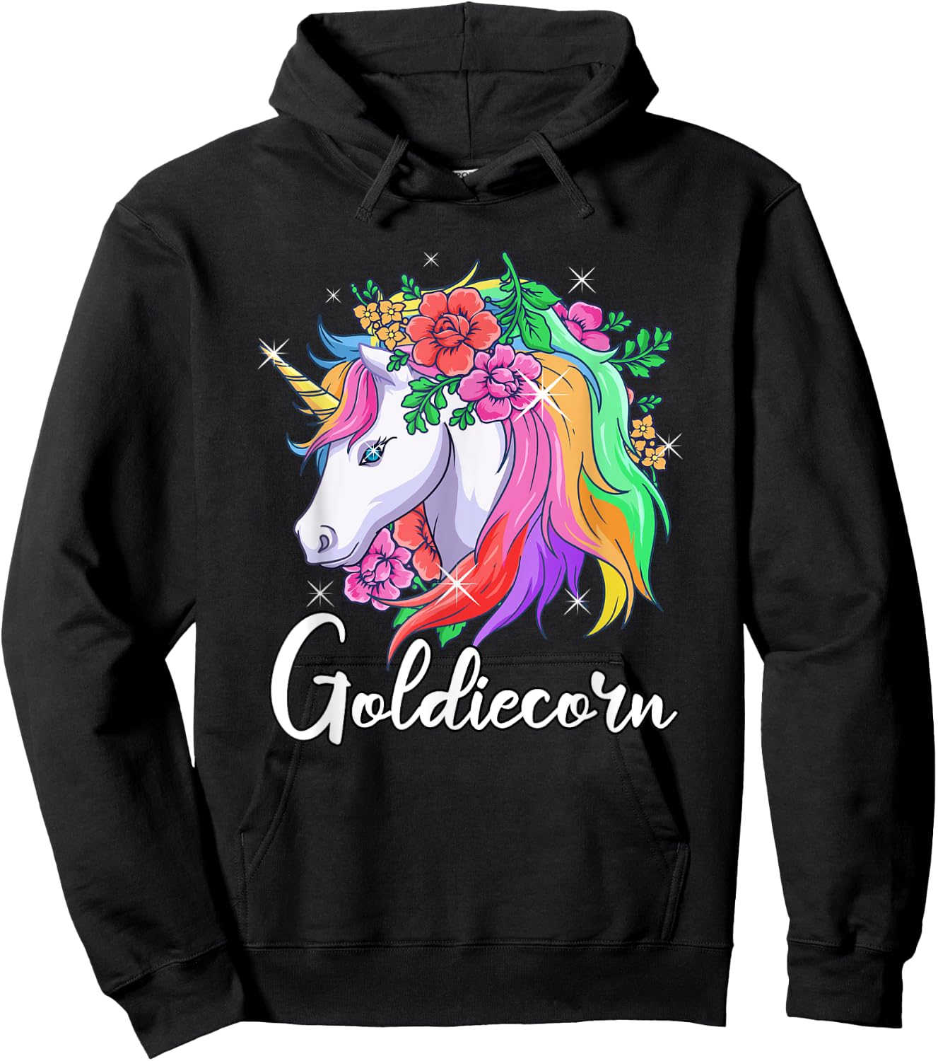 Cute Goldiecorn Personalized Name Unicorn Goldie Hoodie - Hoodie | Black