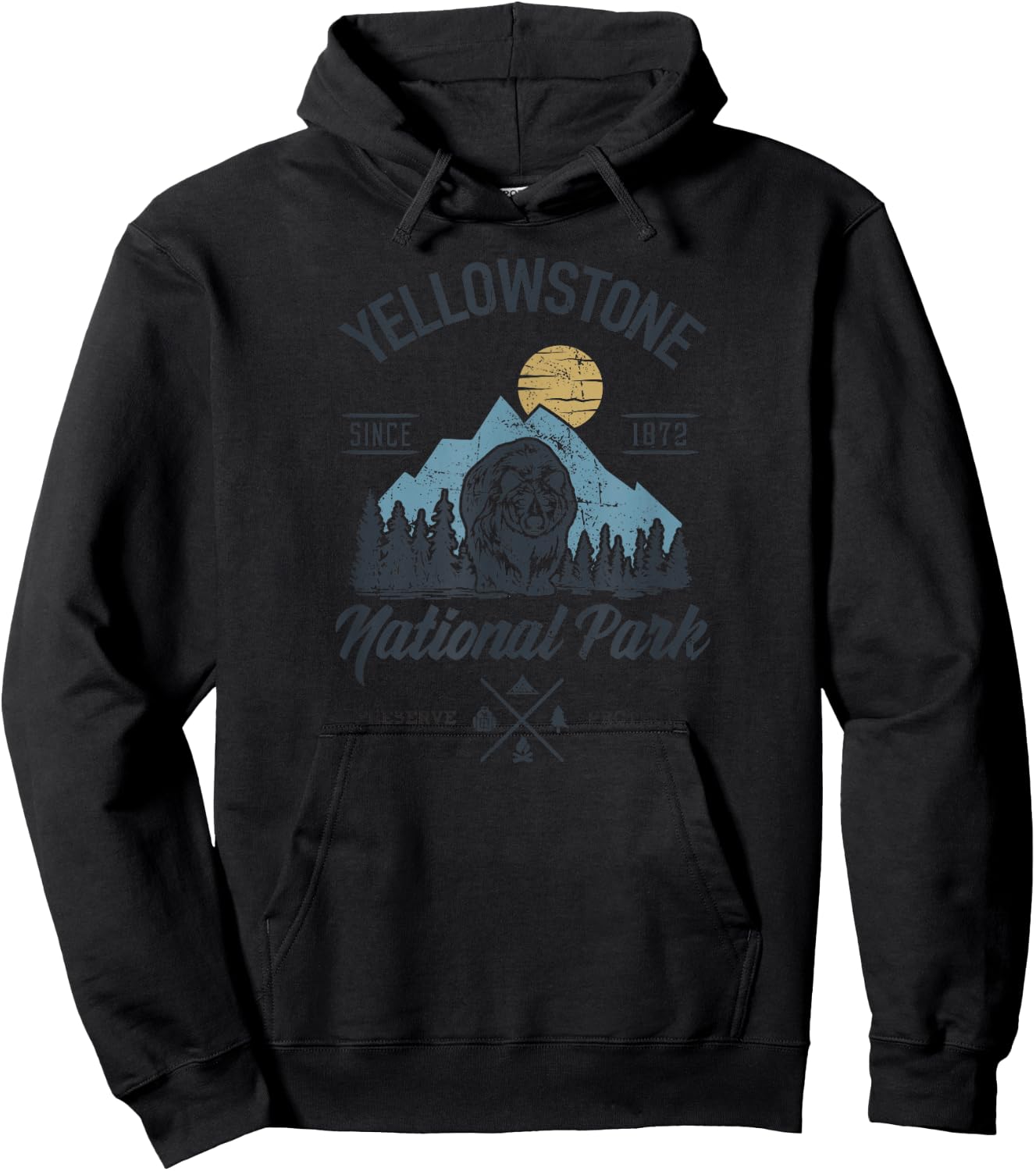 Vintage Retro Yellowstone National Park Hiking Hoodie - Hoodie | Black
