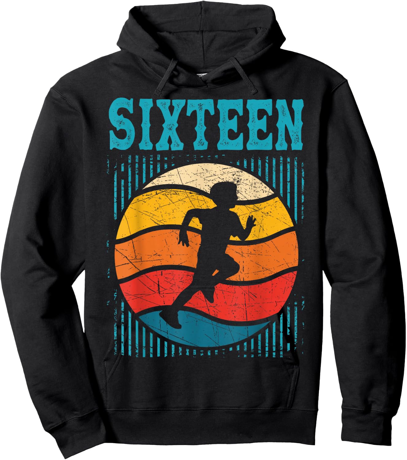 16th Birthday Retro Runner Jogging 16 Year Old Boys Hoodie - Hoodie | Black