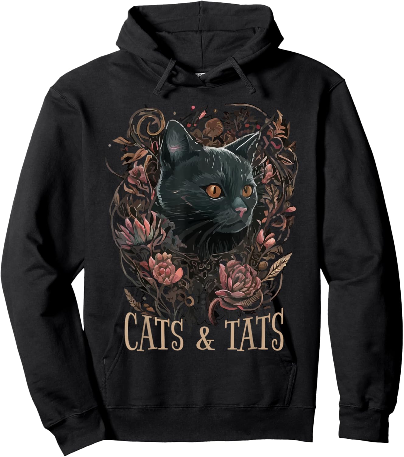 Cats And Tats Tattoo Artist & Cat Lover | Pet Owner Funny Hoodie - Hoodie | Black