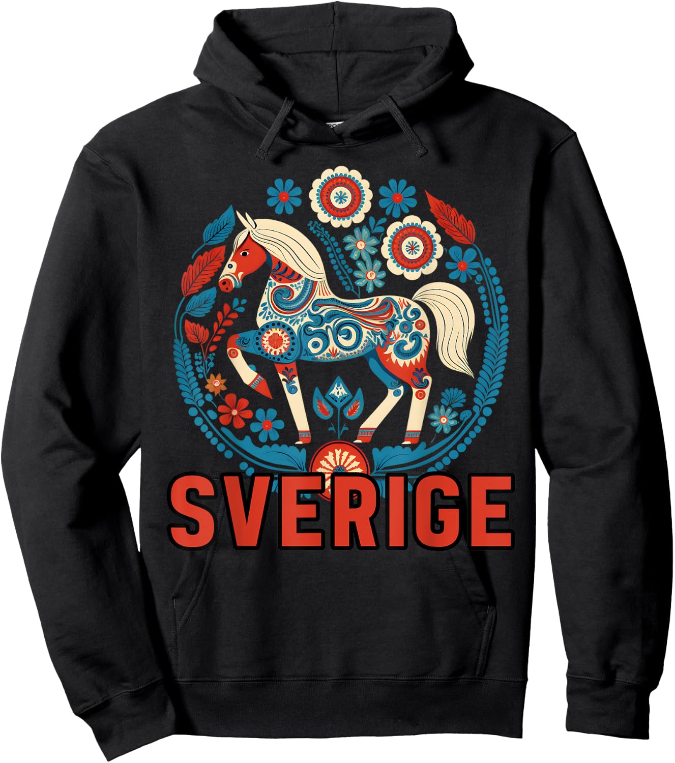 Swedish Dala Horse Scandinavian Traditions Sverige Sweden Hoodie - Hoodie | Black