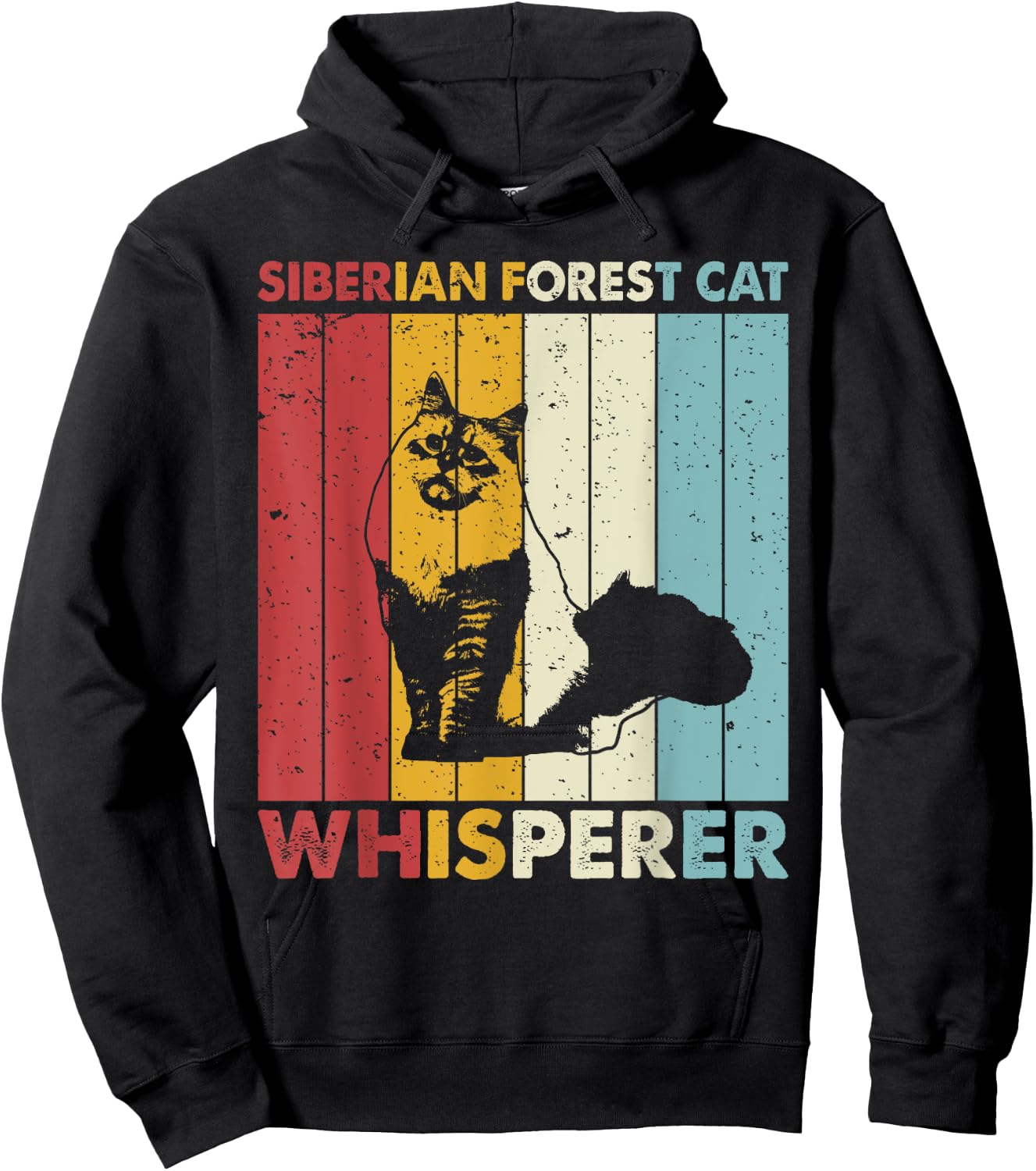 Cat Mom Dad Whisperer - Vintage Siberian Forest Cat Hoodie - Hoodie | Black
