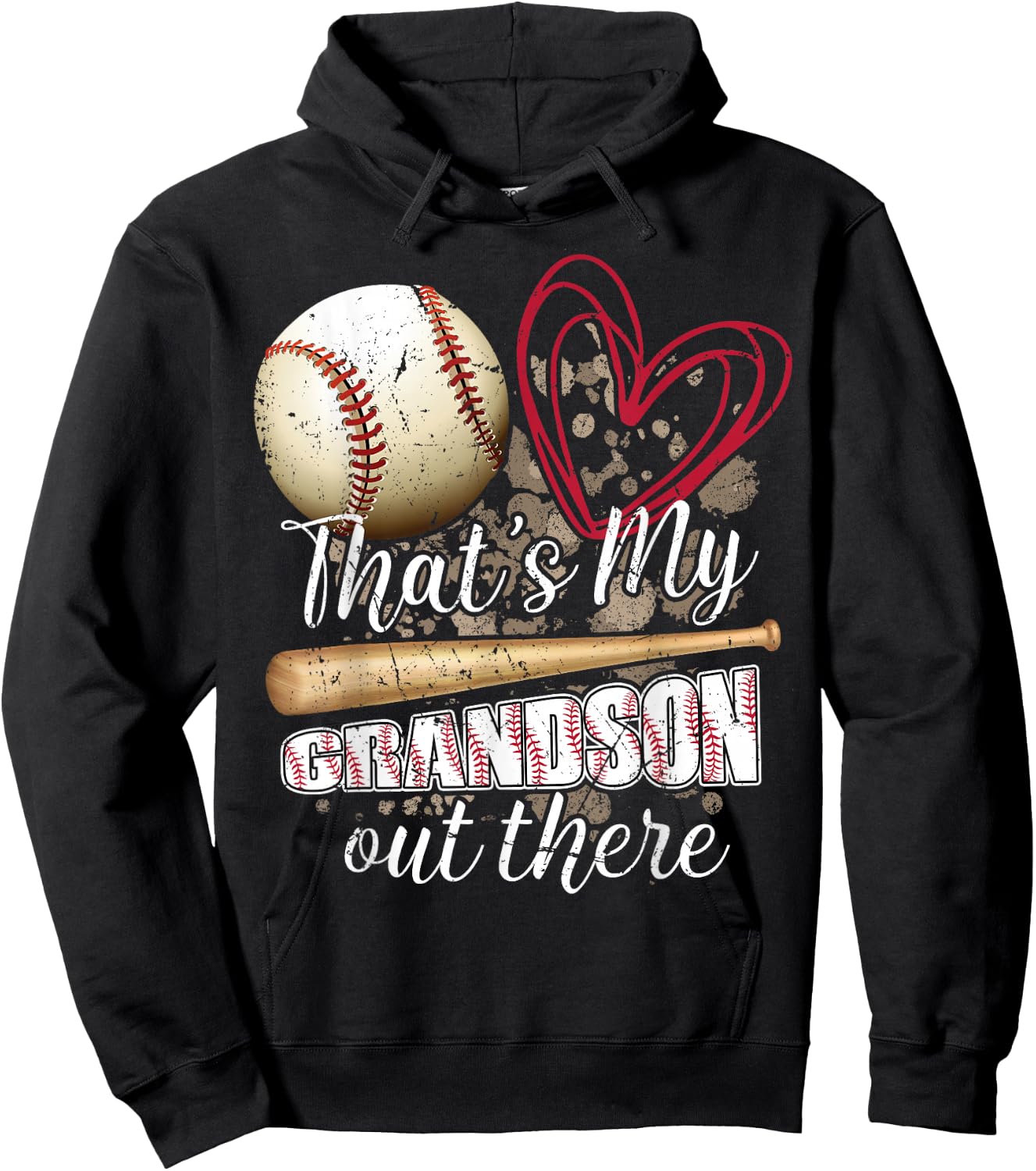 Thats my Grandson Out There Cool Family Baseball Biggest Fan Hoodie - Hoodie | Black