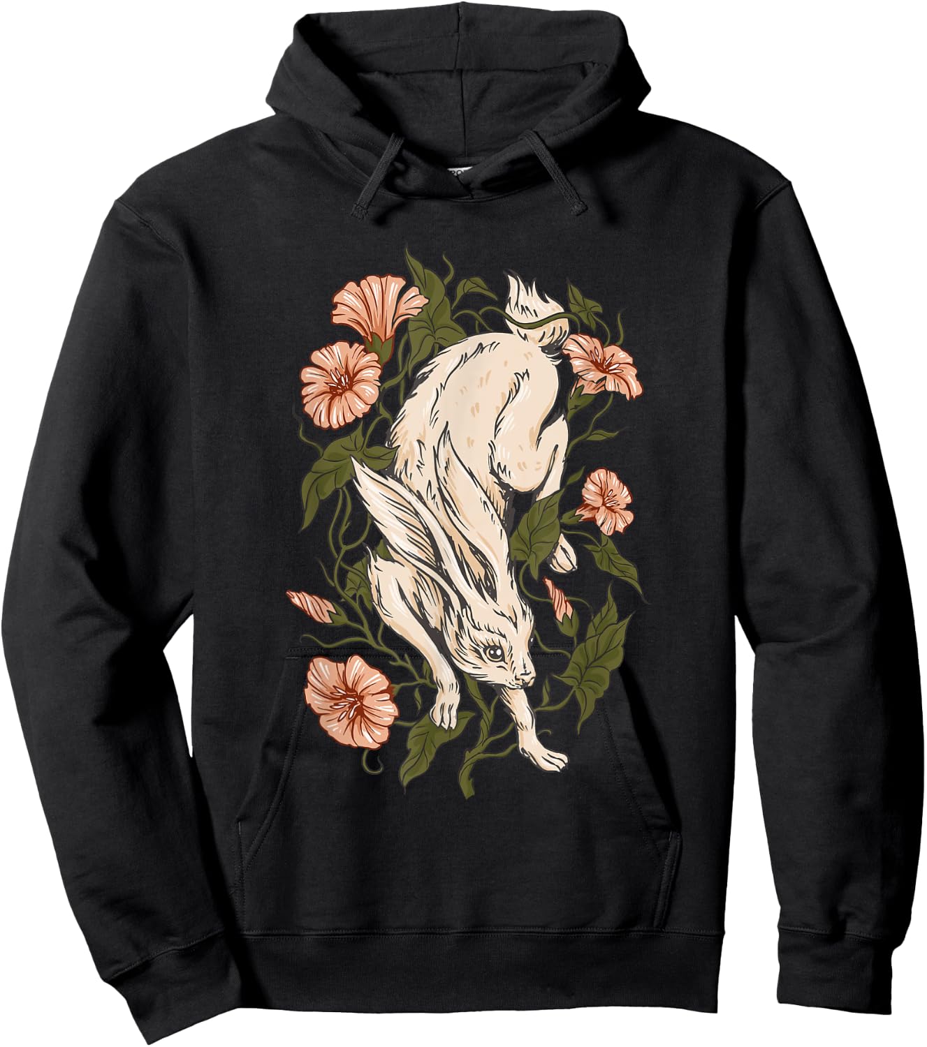 Rabbit Ivy Flowers Plants Rabbit Hoodie - Hoodie | Black