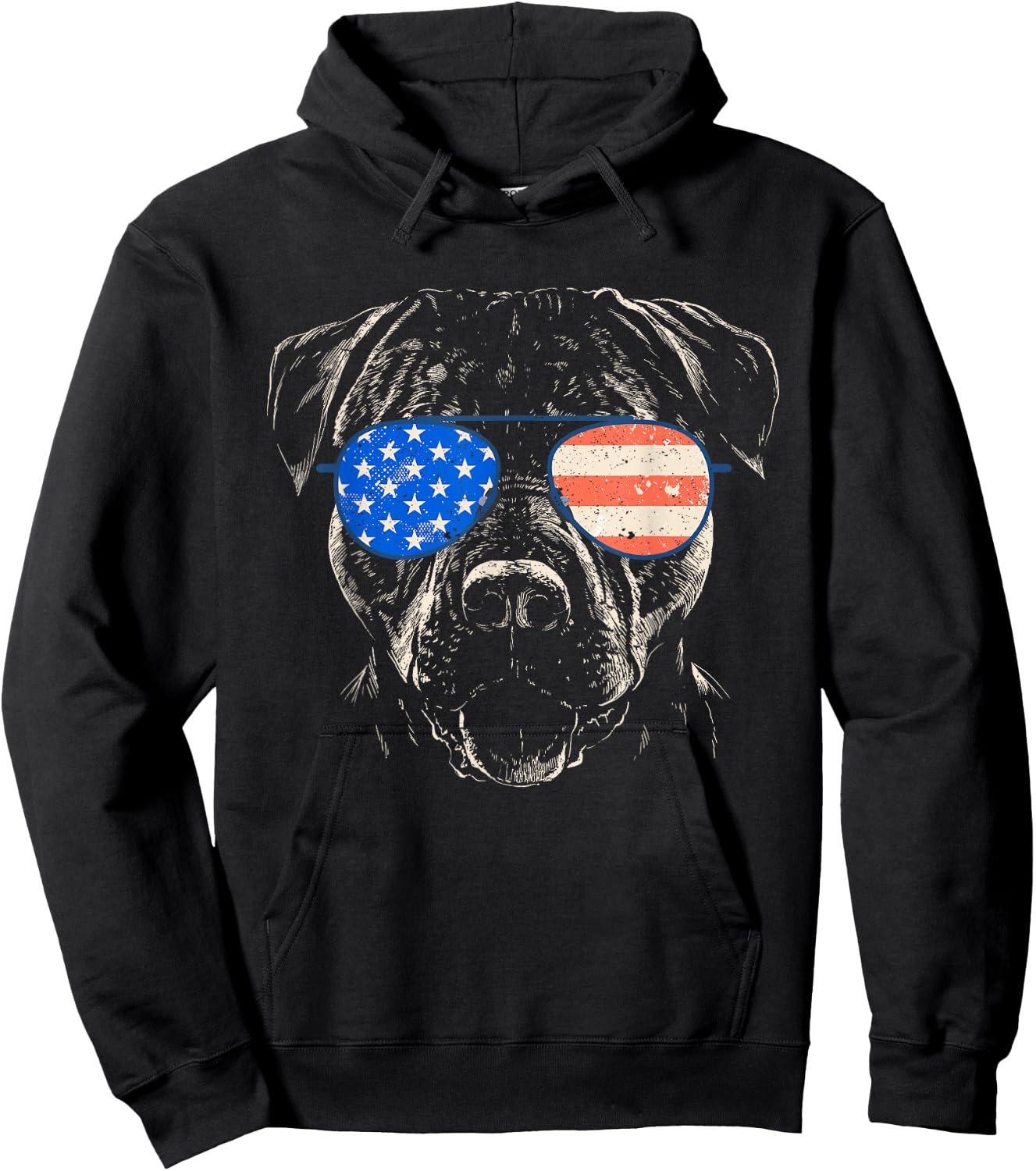 Pitbull American Flag 4th Of July Pitbull Dad Mom Dog Lover Hoodie - Hoodie | Black