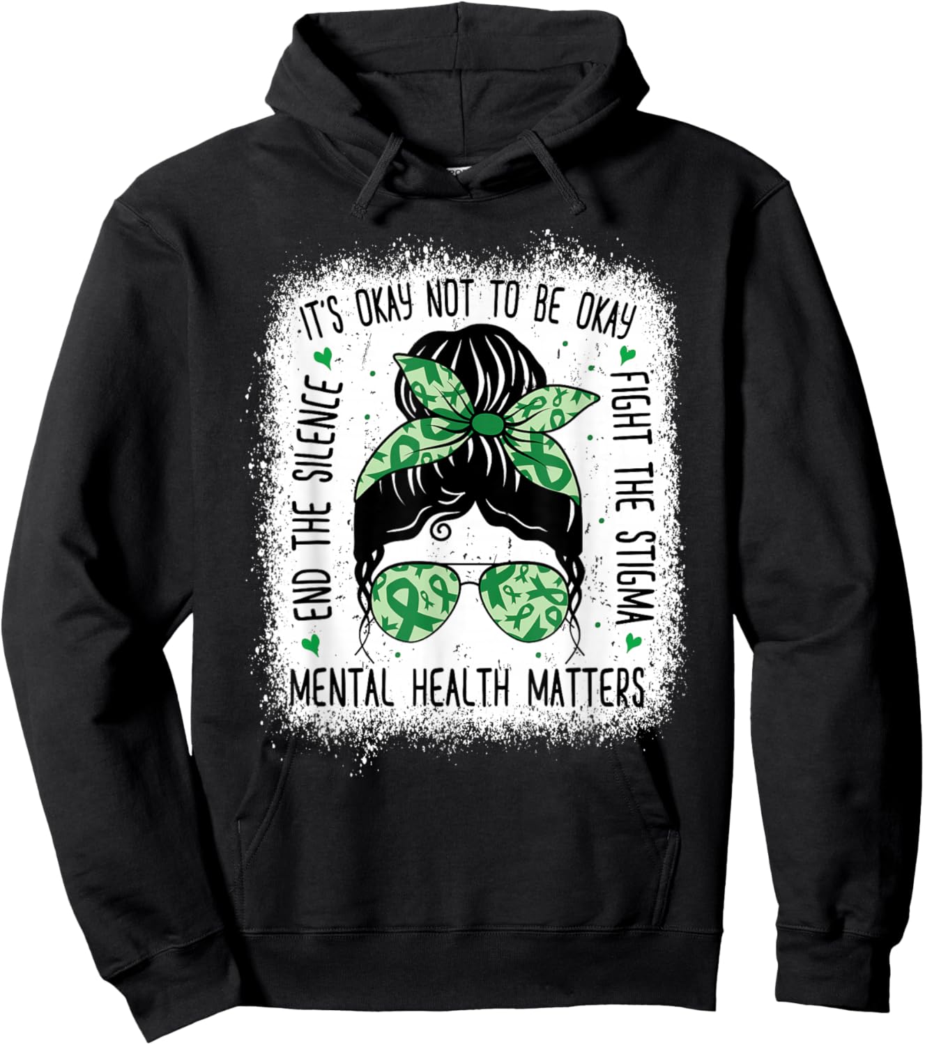 Mental Health Matters Messy Bun Mental Health Awareness Small Hoodie - Hoodie | Black