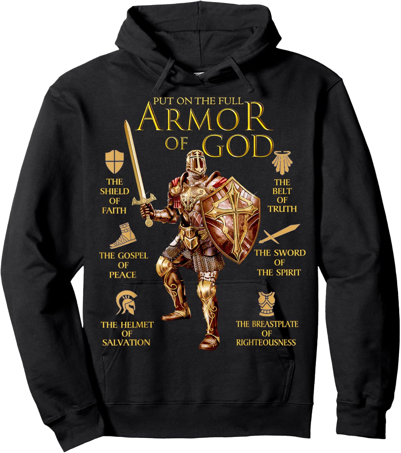 Warrior of God Put On The Full Armor of God Hoodie - Hoodie | Black