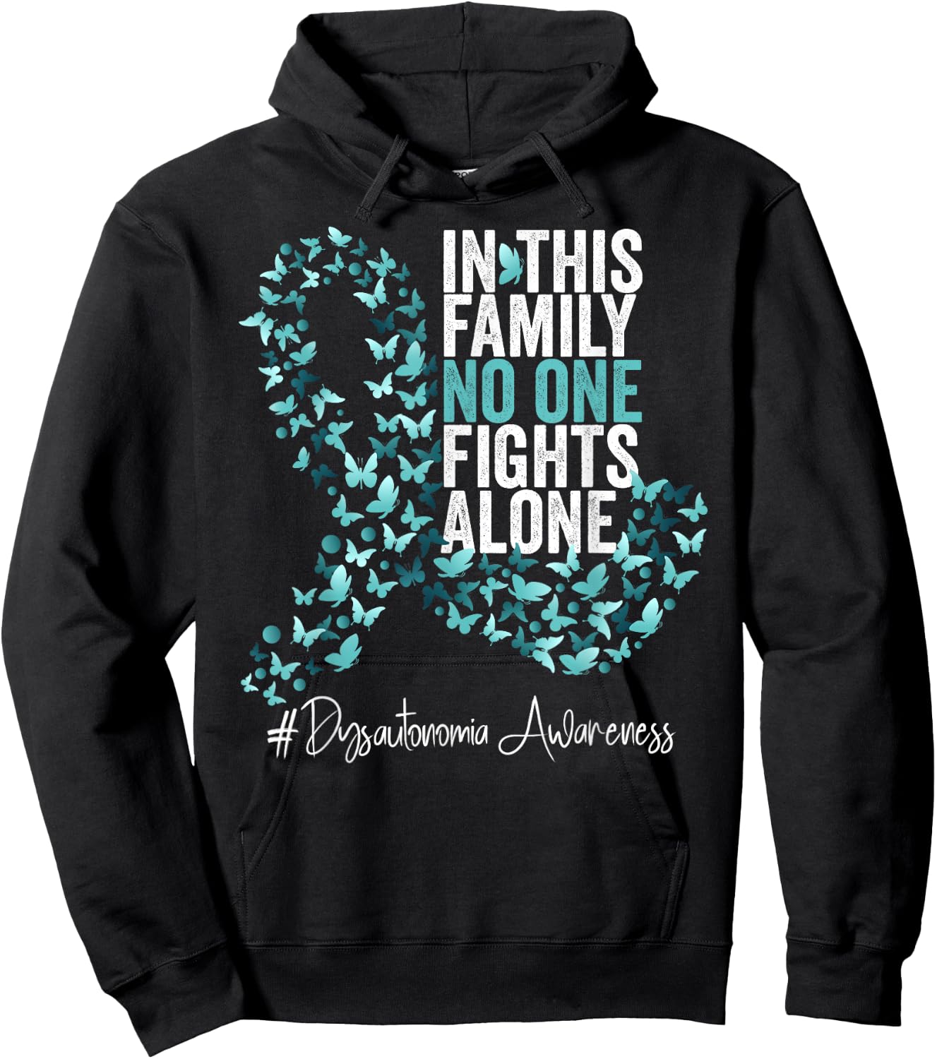 Dysautonomia Awareness Month Teal Ribbon Hoodie - Hoodie | Black