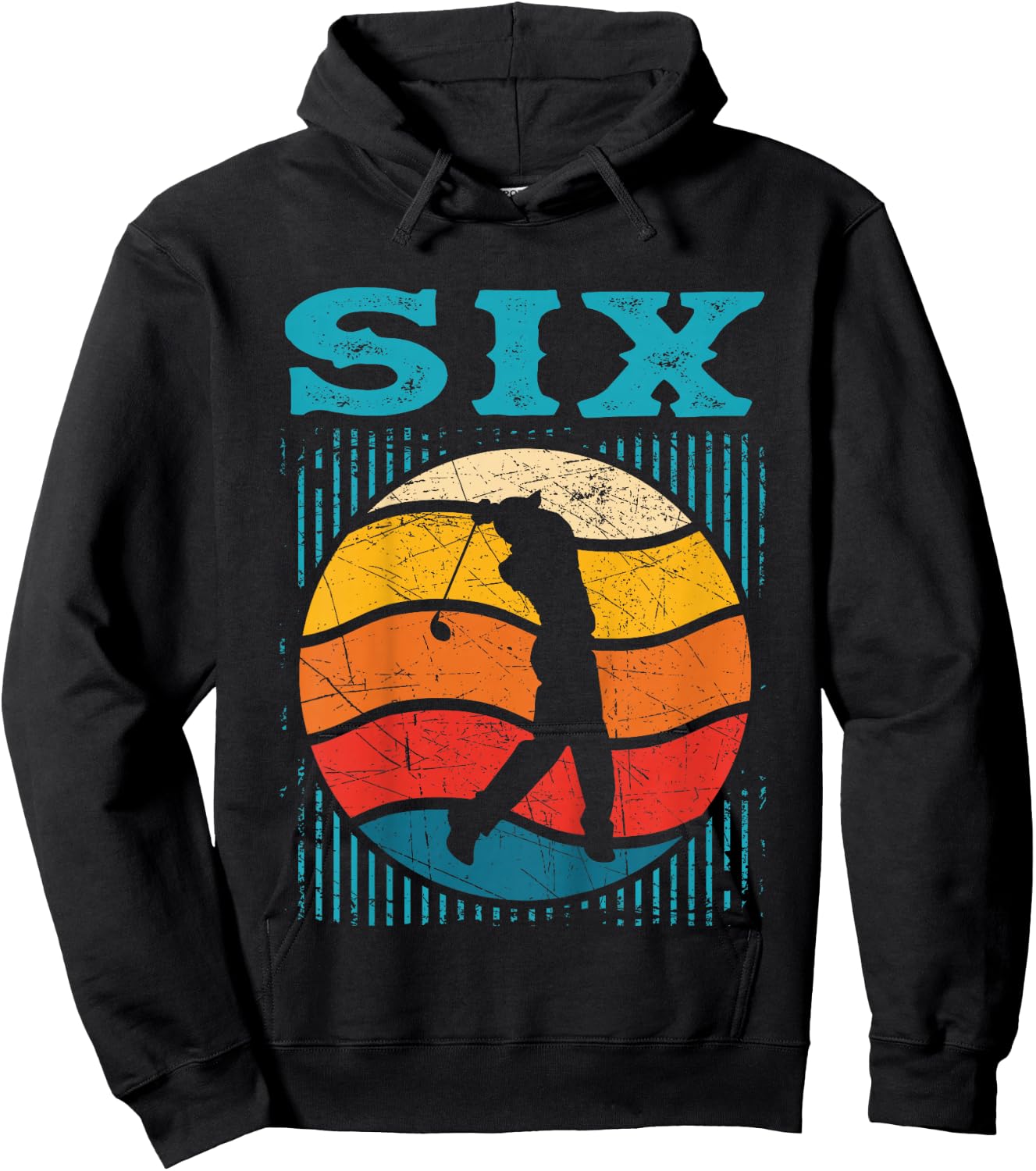 Kids 6th Birthday Retro Golf 6 Years Old Boy Girl Hoodie - Hoodie | Black