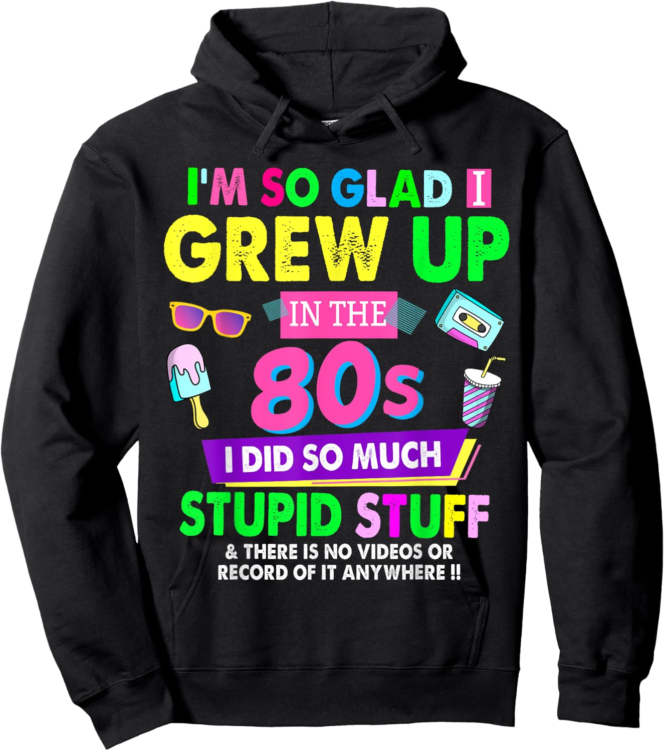 80s Design Rave Outfit & 80s Festival Costume Hoodie - Hoodie | Black