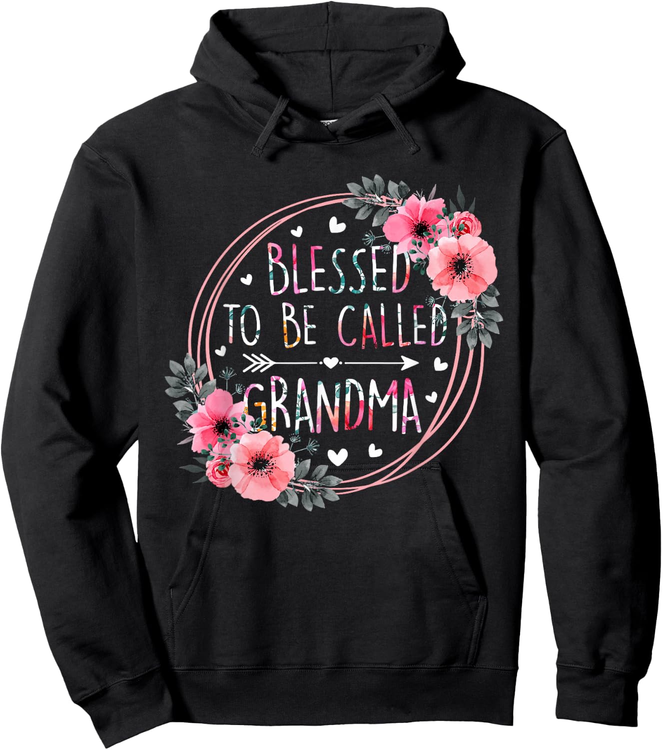 Blessed to be called Grandma Mother's Day Flower Floral Hoodie - Hoodie | Black