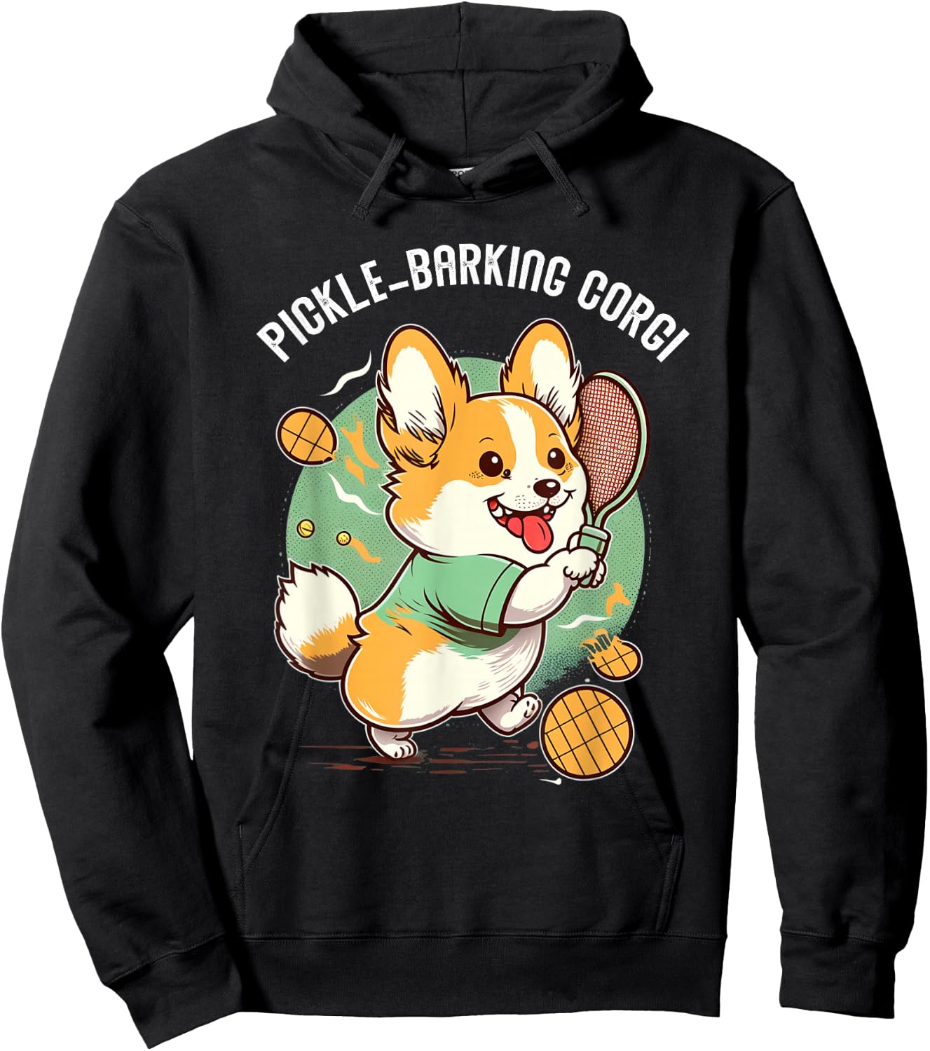 Funny Corgi Dog Pickleball Pun for Pickle ball Player Hoodie - Hoodie | Black