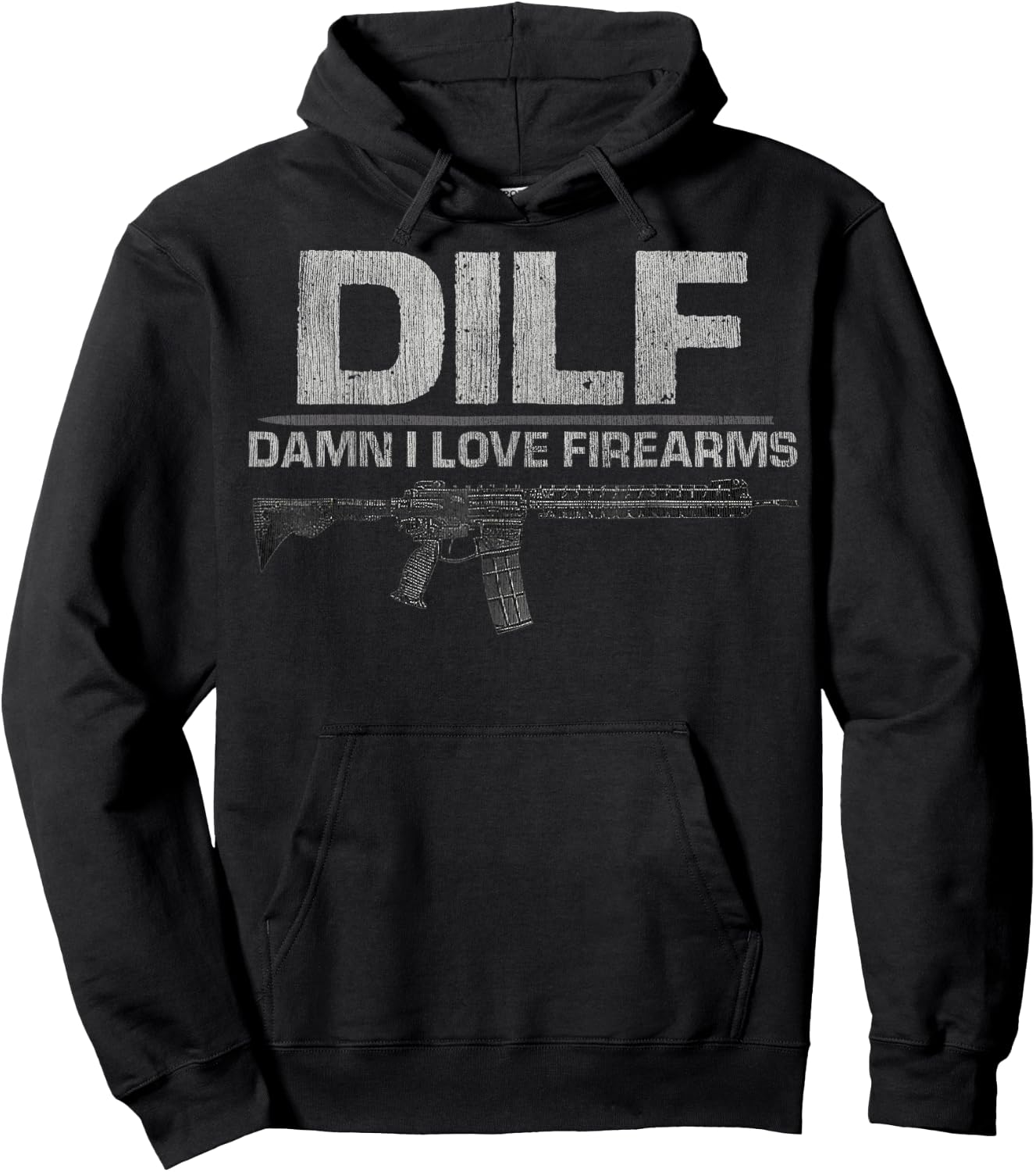 DILF Damn I Love Firearms Funny Hoodie - Hoodie | Black