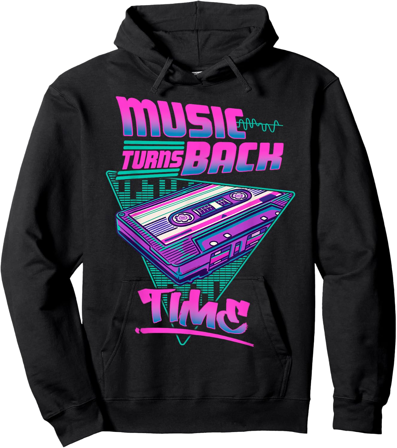 Cassette Tape with Music Wave Retro Synthwave Vaporwave Hoodie - Hoodie | Black