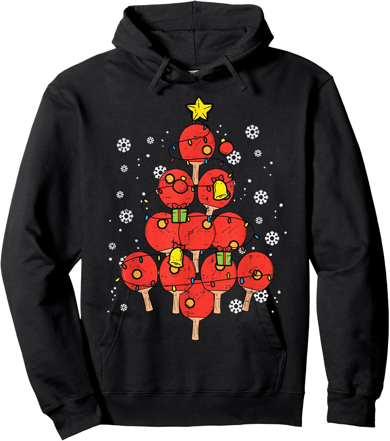 Ping Pong Christmas Tree Xmas Table Tennis Men Women Kids Hoodie - Hoodie | Black