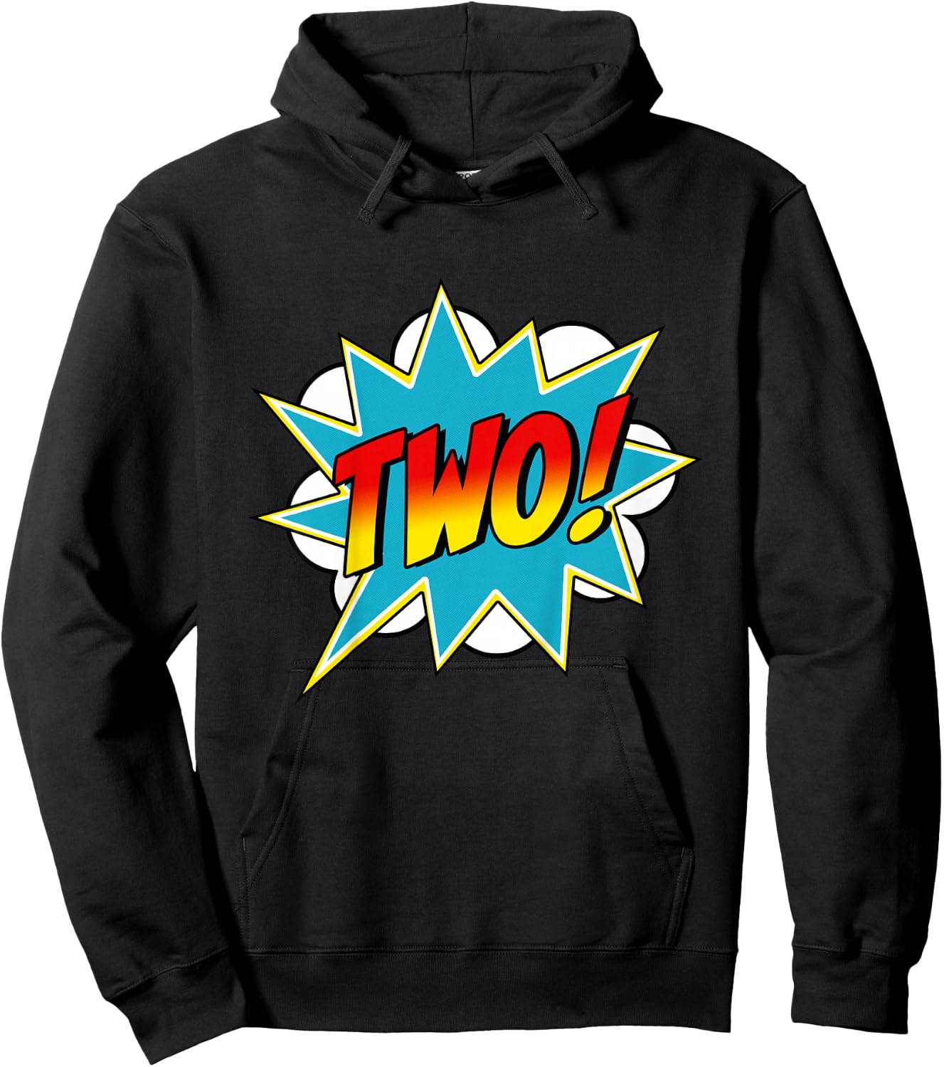 Two! 2nd Birthday Superhero Boys 2 Years Old Comic Book Hoodie - Hoodie | Black