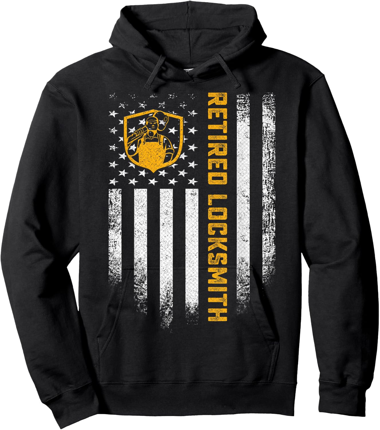 Vintage USA Flag Retired Locksmith Career Retirement Funny Hoodie - Hoodie | Black
