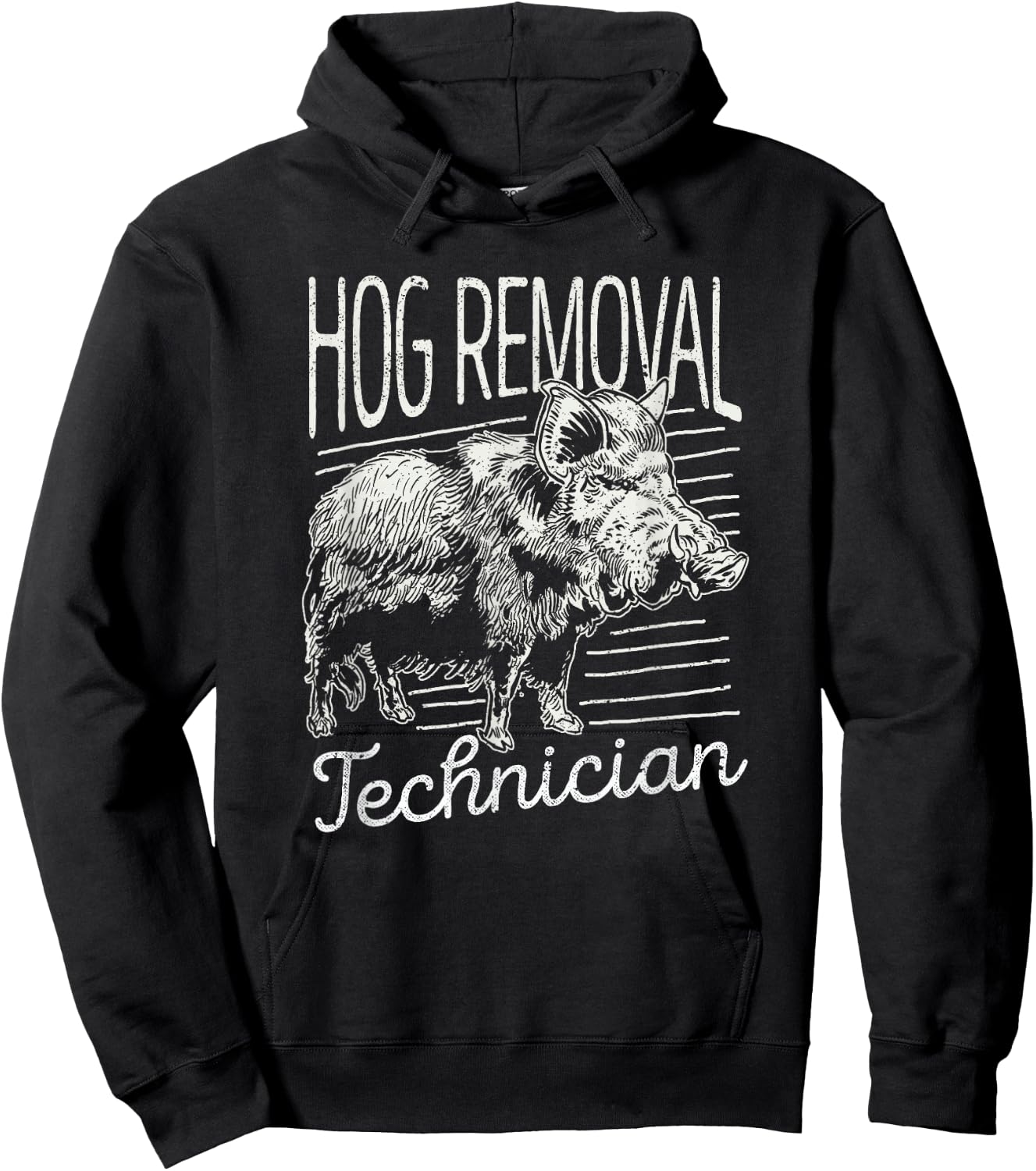 Hog Removal Technician Boar Hunting Vintage Wild Pig Hunter Hoodie - Hoodie | Black