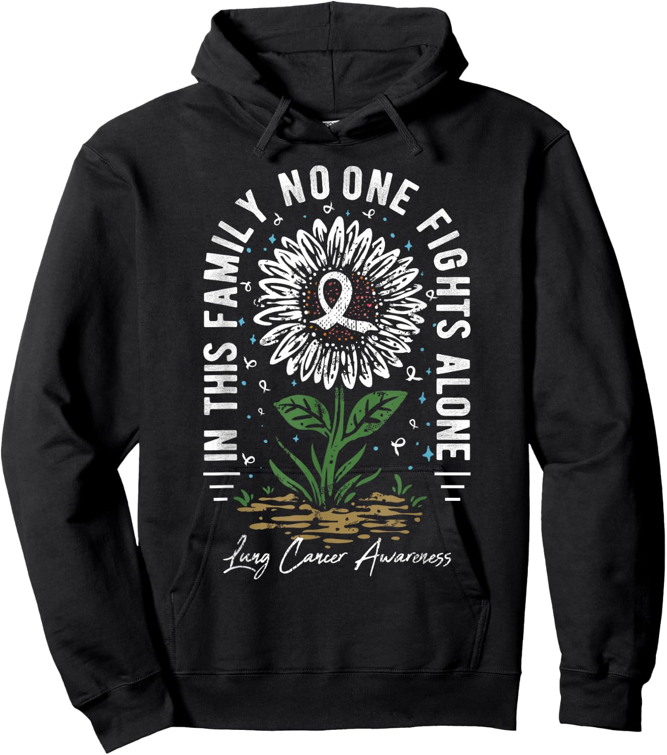In This Family No One Fight Alone Lung Cancer Awareness Hoodie - Hoodie | Black