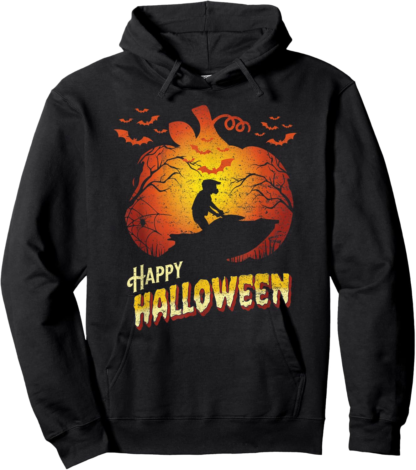 Jet Ski Rider Silhouette Happy Halloween Jet Skiing Hoodie - Hoodie | Black
