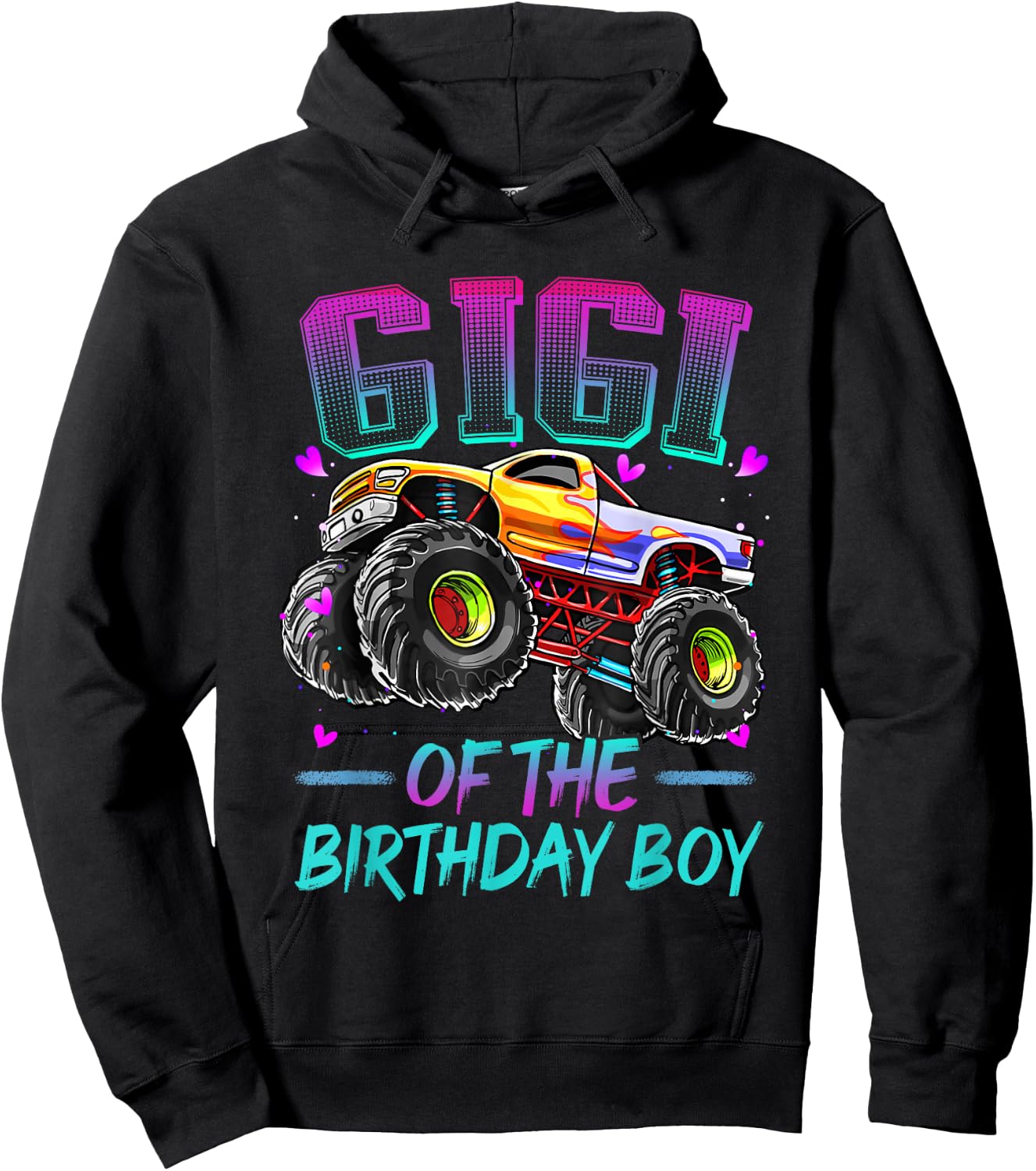 Gigi of the Birthday Boy Monster Truck Birthday Hoodie - Hoodie | Black
