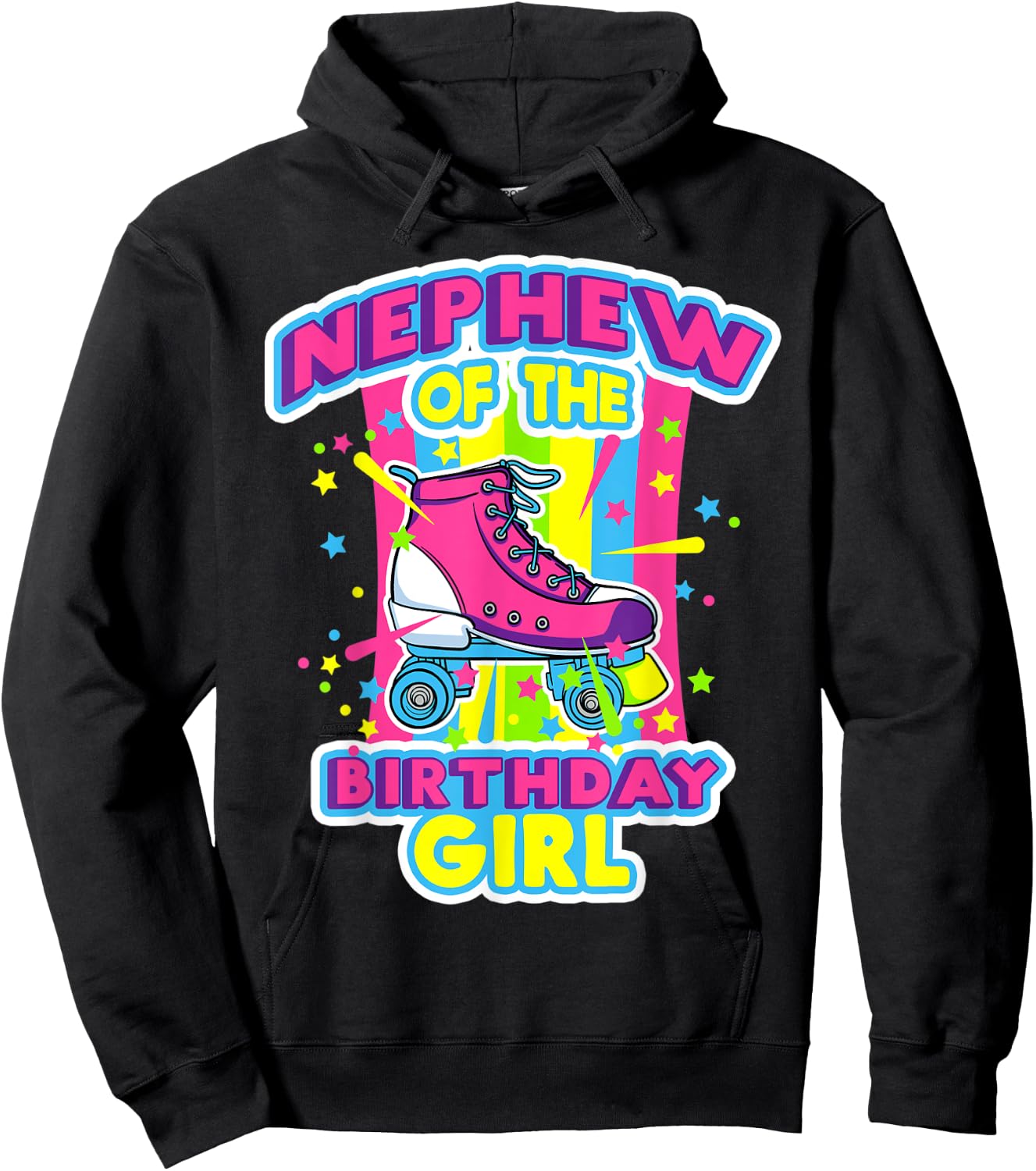 Nephew of the Birthday Girl Roller Skates Bday Skating Party Hoodie - Hoodie | Black