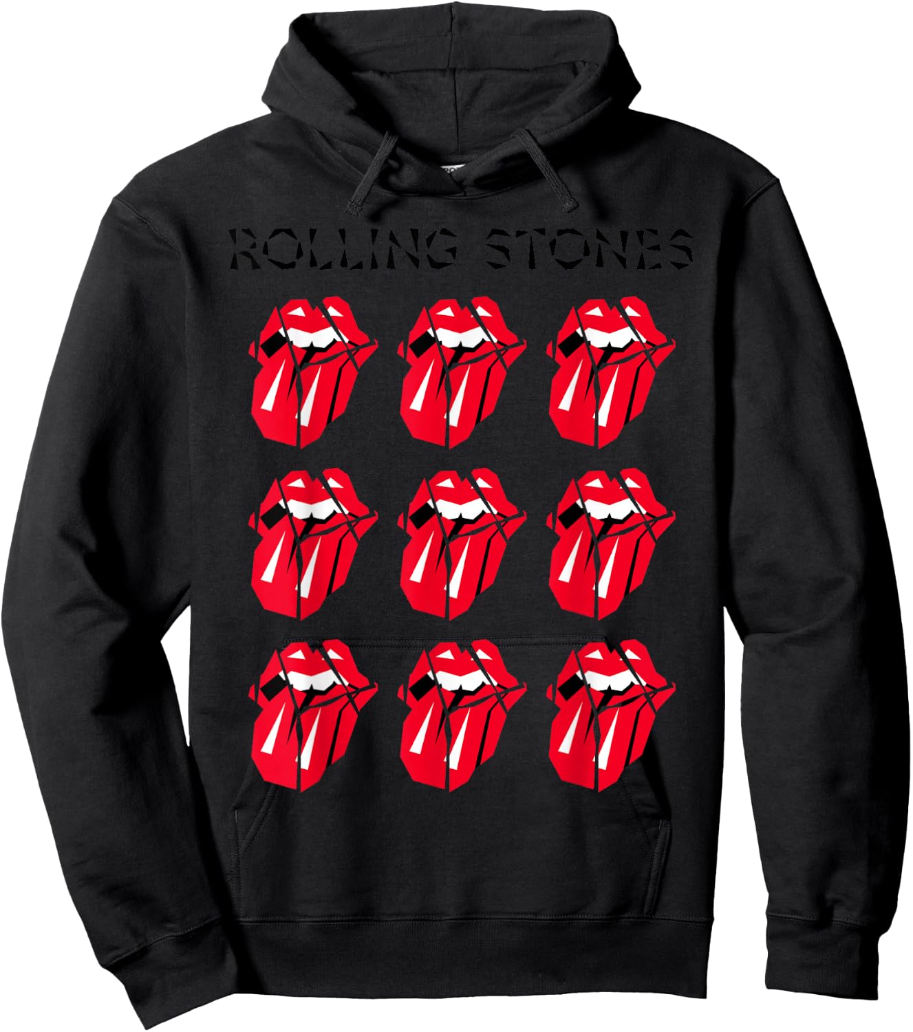 Official The Rolling Stones HD Multi Tongue Hoodie - Hoodie | Black