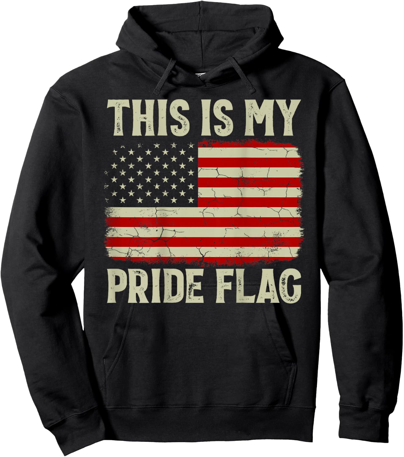 This Is My Pride Flag 4th Of July Patriotic USA Flag On Back Hoodie - Hoodie | Black