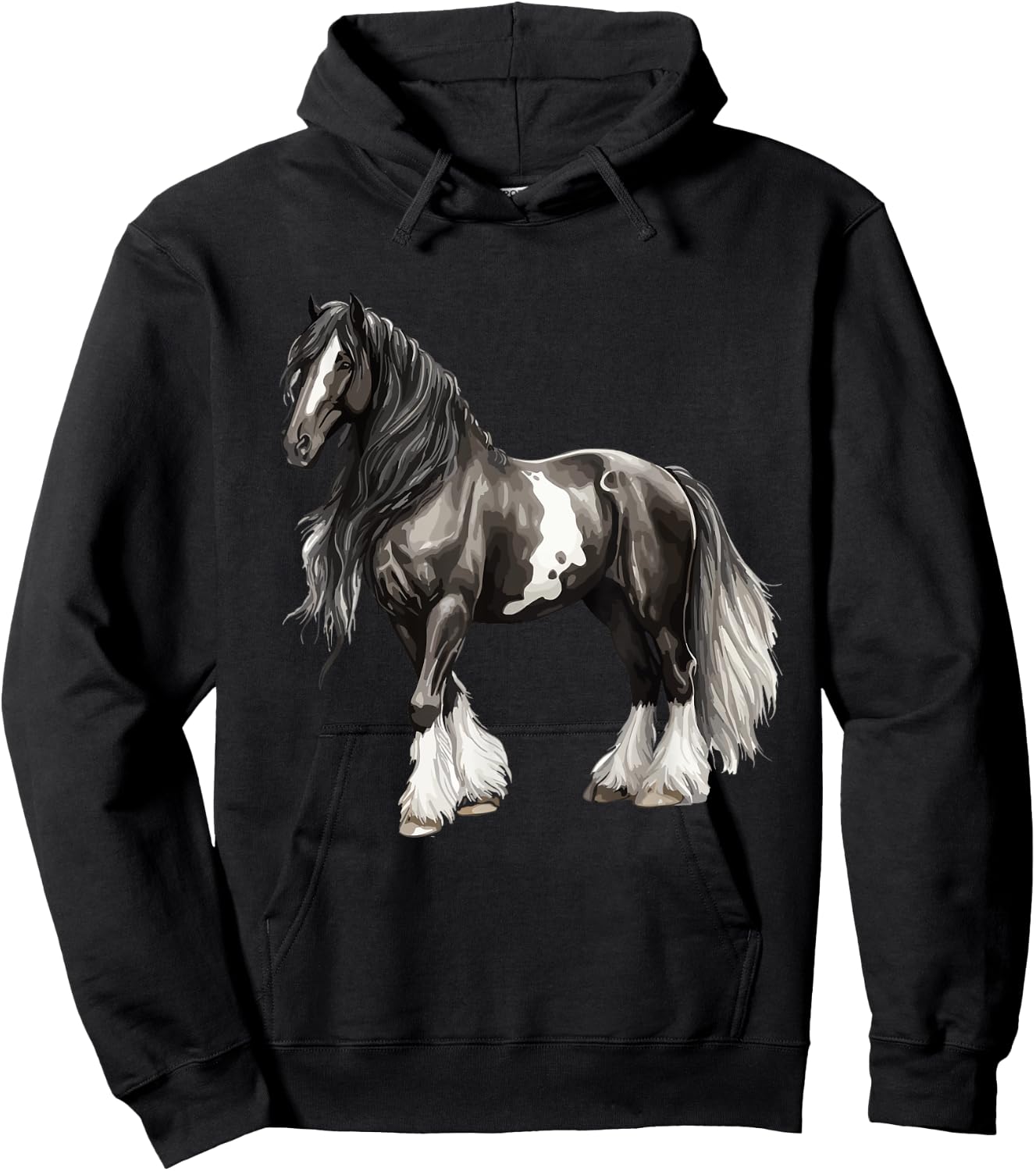 Black Gypsy Vanner Horse Lover Riding Equestrian Hoodie - Hoodie | Black