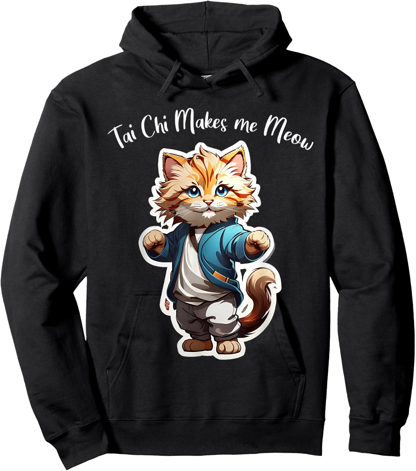 Cat Tai Chi makes me Meow, funny Kitten, Ying Yang Balance Hoodie - Hoodie | Black