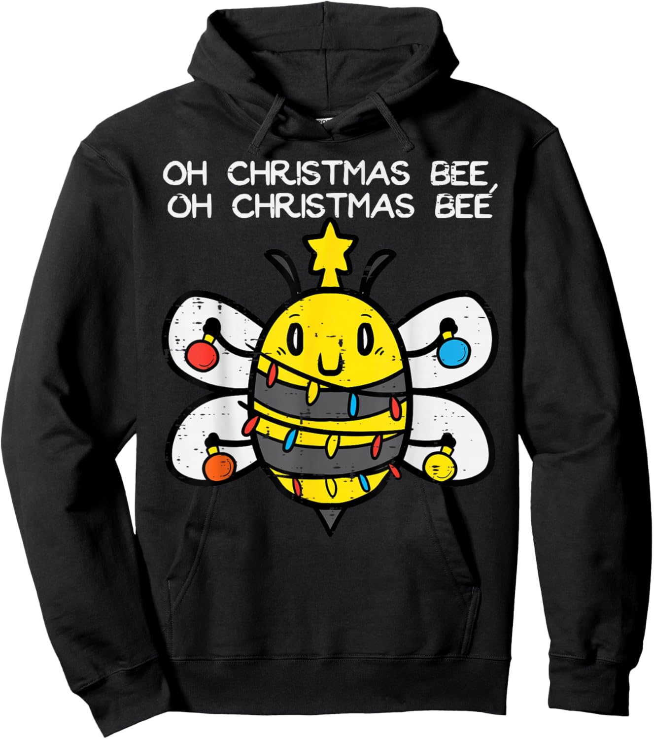 Funny Oh Christmas Bee Xmas Lights Men Women Boys Girls Kids Hoodie - Hoodie | Black