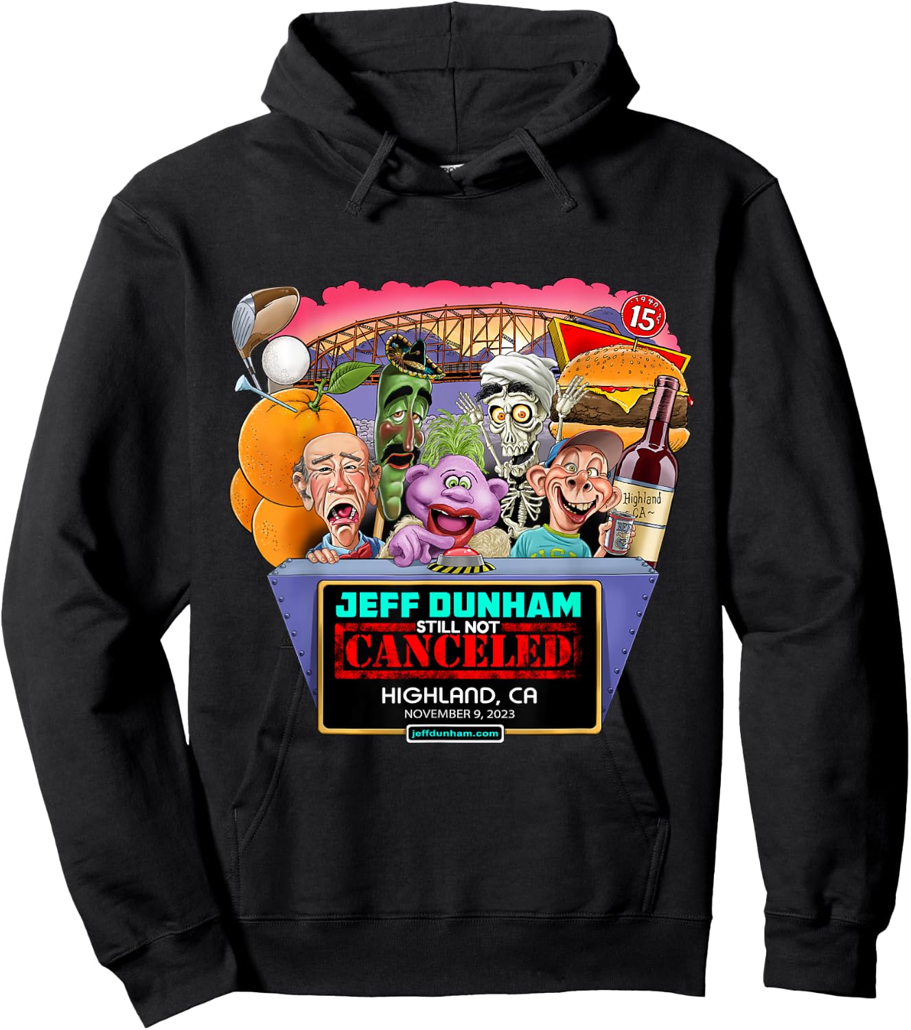 Jeff Dunham Highland, CA (2023) Hoodie - Hoodie | Black