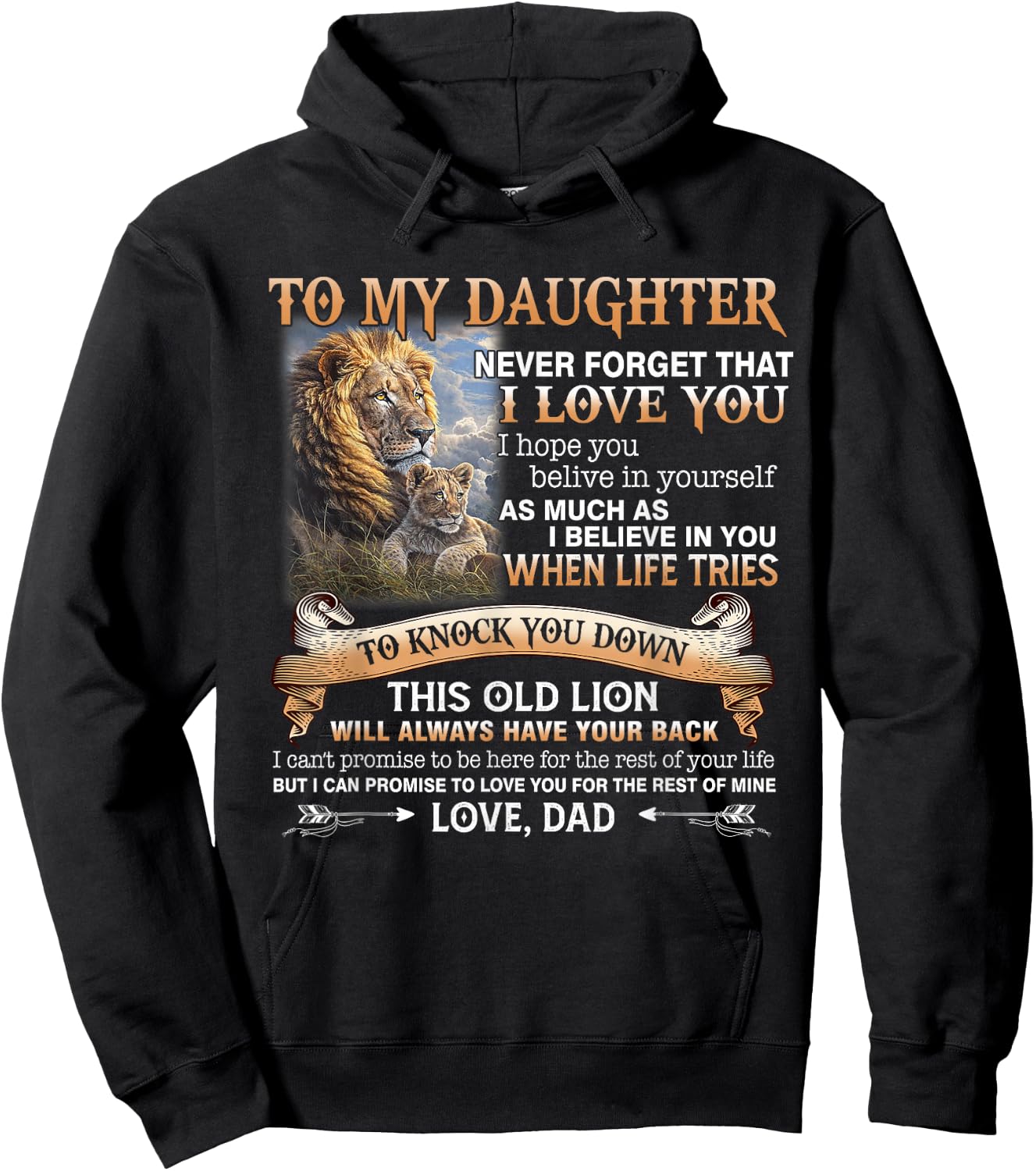 Lion To My Daughter Never Forget That I Love You Love Dad Hoodie - Hoodie | Black