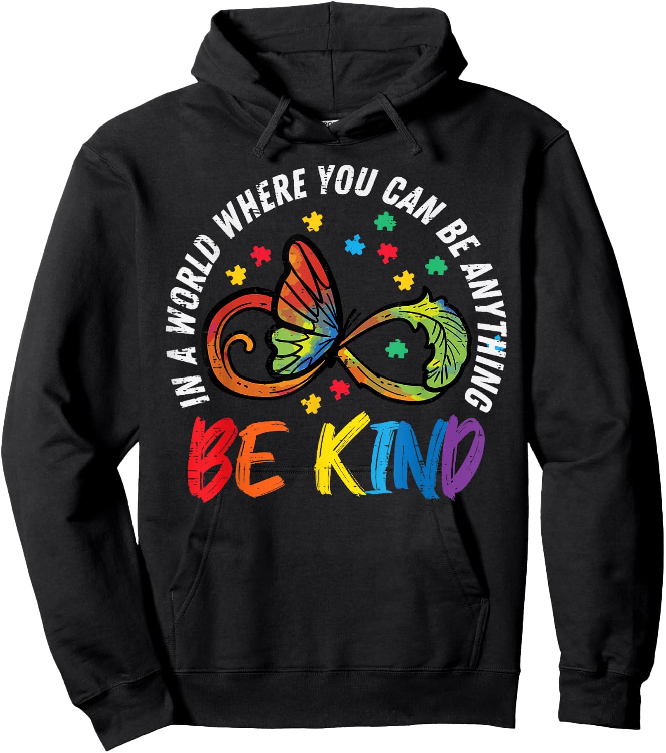 Be Kind Autism Infinity Butterfly Awareness Men Women Kids Hoodie - Hoodie | Black