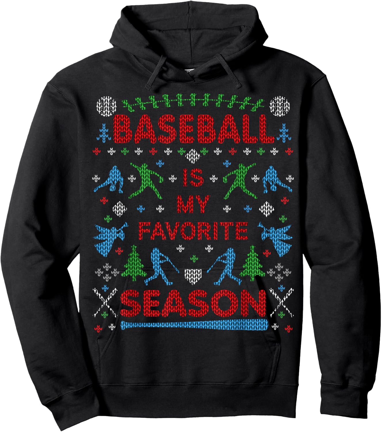 Funny Baseball Season Ugly Christmas Sweater Party Original Hoodie - Hoodie | Black