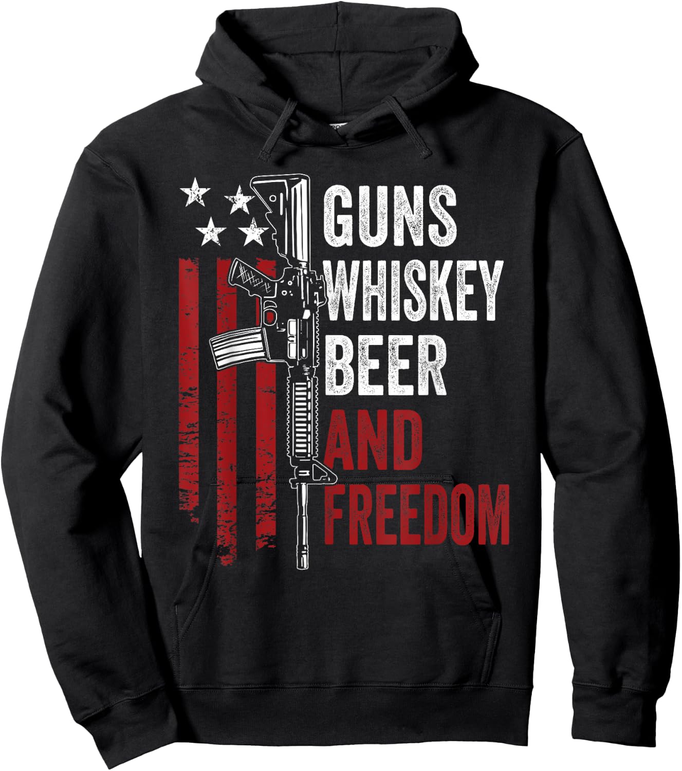 Guns Whisky Beer And Freedom - Funny Drinking AR15 Gun Hoodie - Hoodie | Black