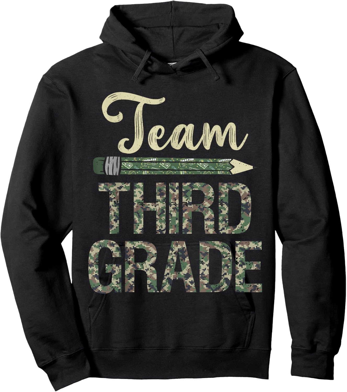 Team Third Grade Camo 3rd Grade Teacher Camouflage Men Women Kids Hoodie - Hoodie | Black