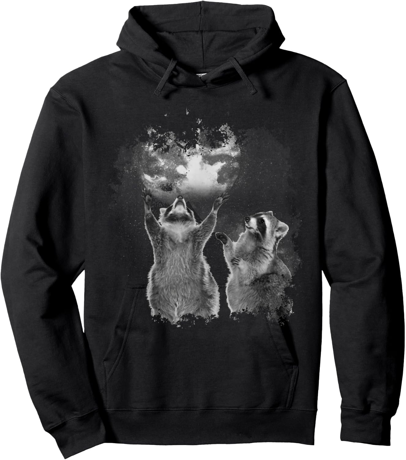 Raccoons Howling at the Moon Funny Raccoon Team Trash Hoodie - Hoodie | Black