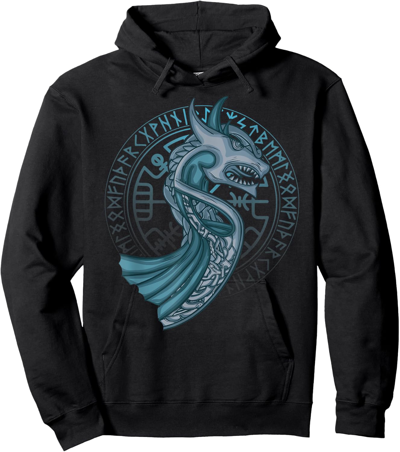 Dragon Boat Runes Circle Norse Compass Viking Fan Hoodie - Hoodie | Black