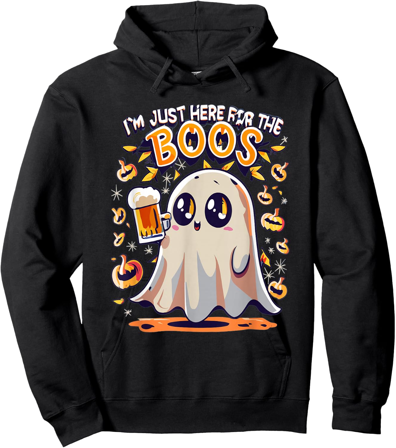 Funny Halloween Ghost Costume I'm Just Here for the Boos Hoodie - Hoodie | Black