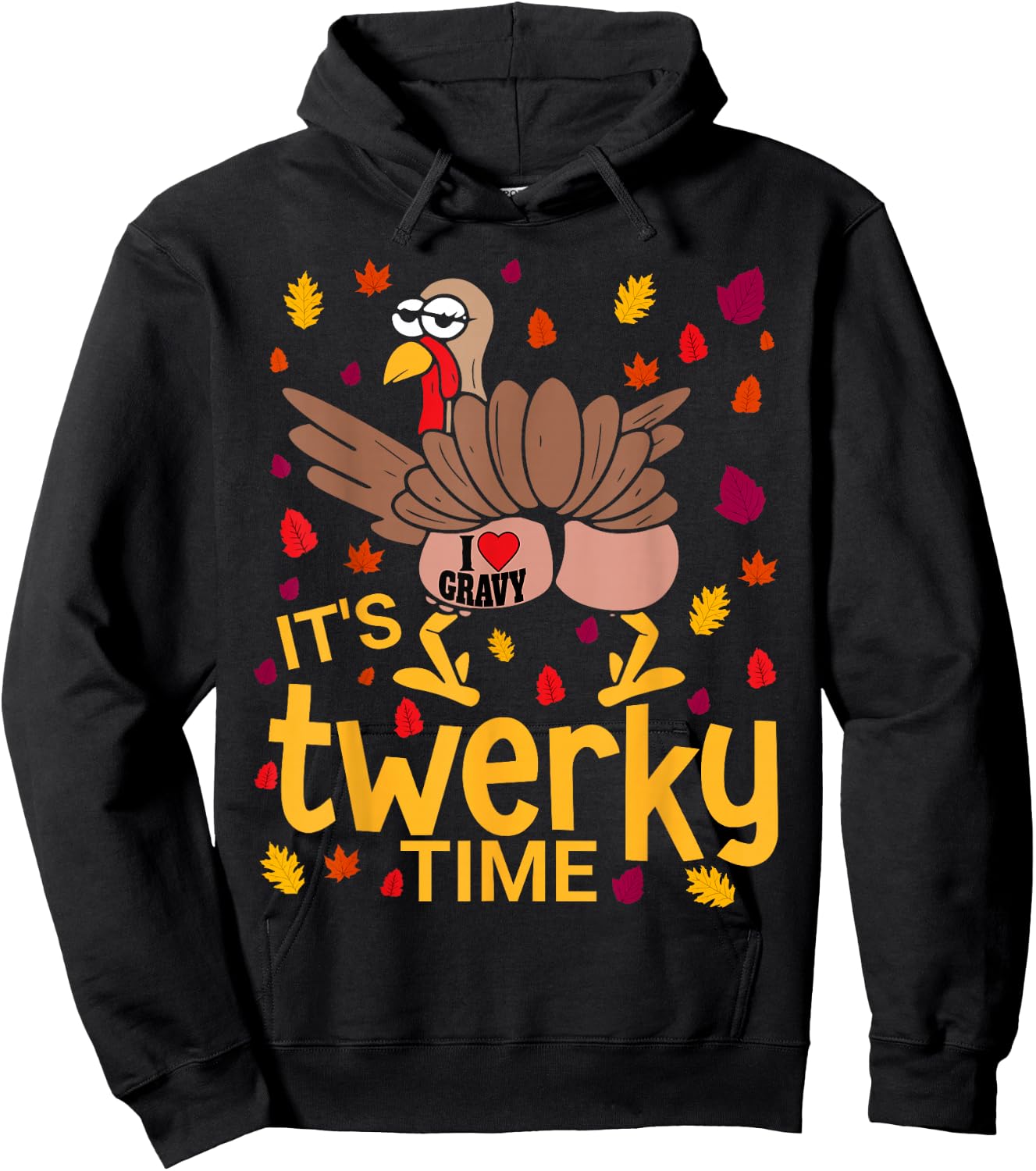 Funny Thanksgiving Twerky Turkey Butt I Heart Gravy Hoodie - Hoodie | Black