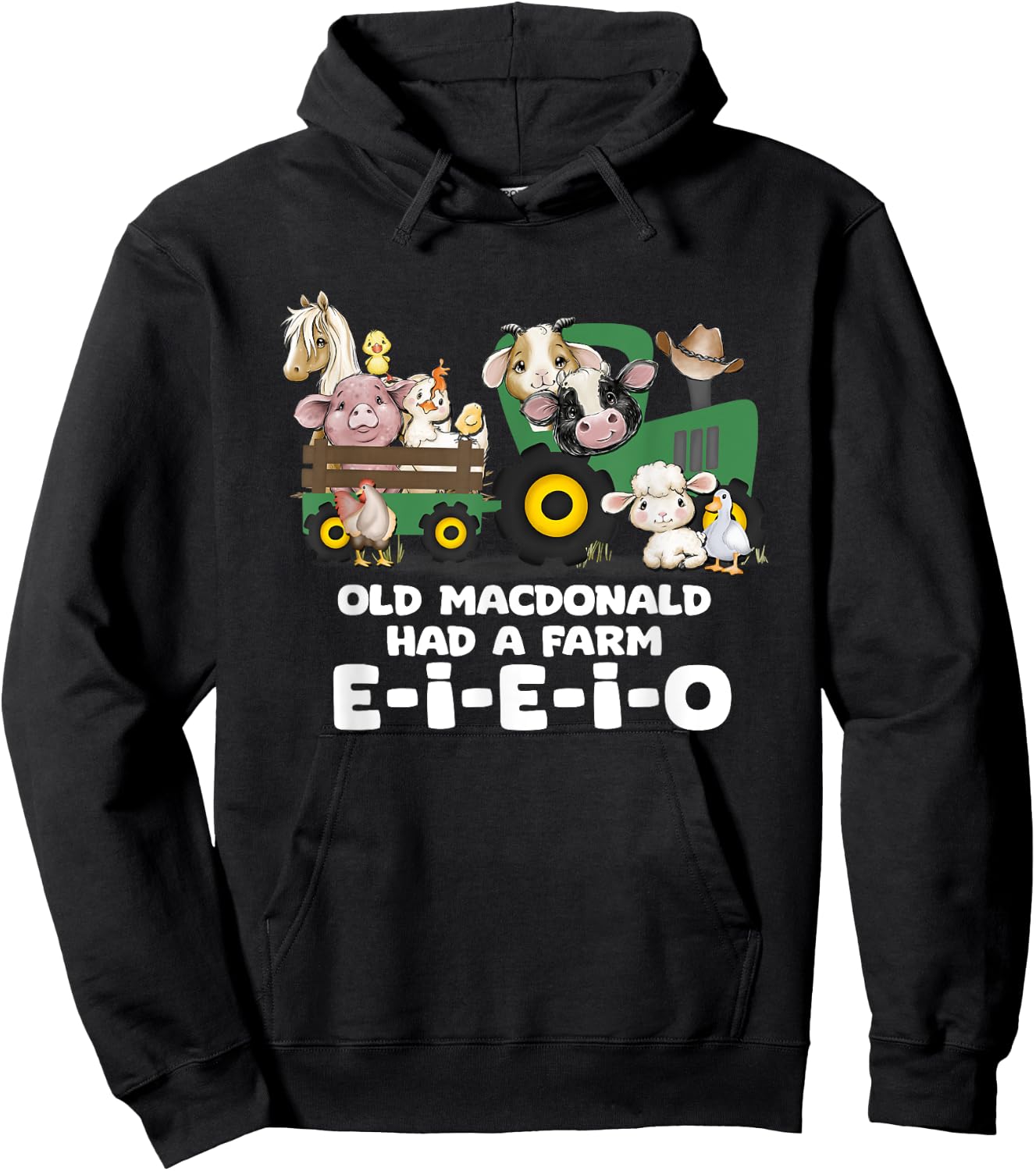 Toddler Kids Old MacDonald Had a Farm E-I-E-I-O Nursery Song Hoodie - Hoodie | Black
