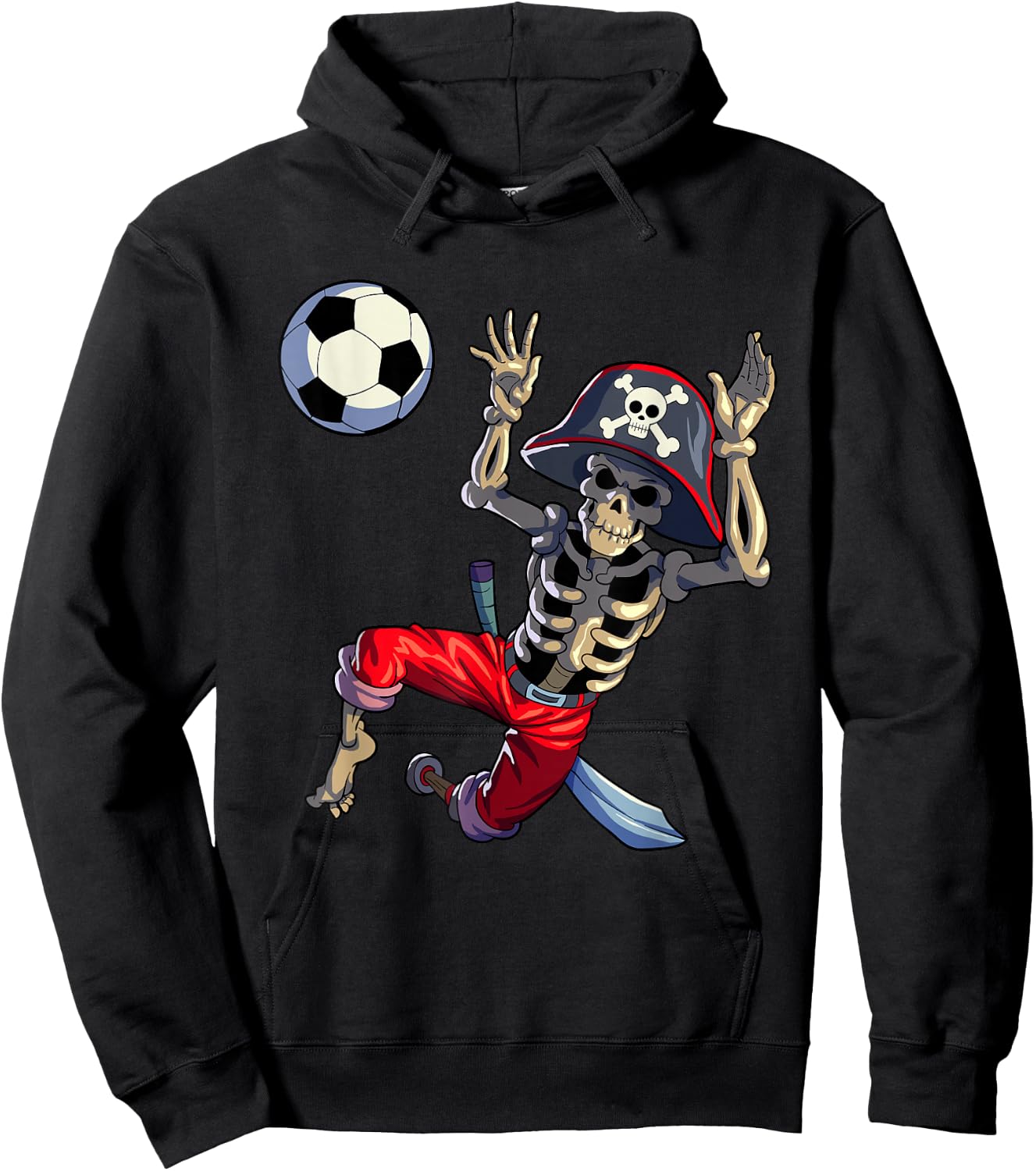 Soccer Skeleton Halloween Soccer Goalkeeper Pirate Halloween Hoodie - Hoodie | Black