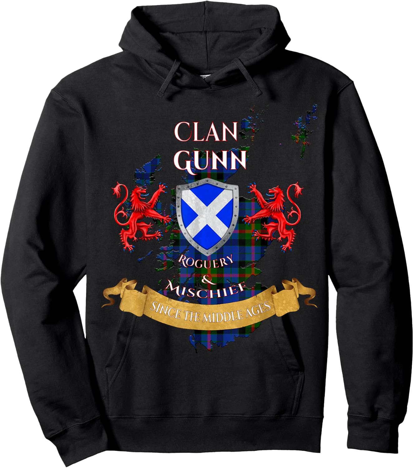 Gunn Scottish Family Clan Middle Ages Mischief Hoodie - Hoodie | Black