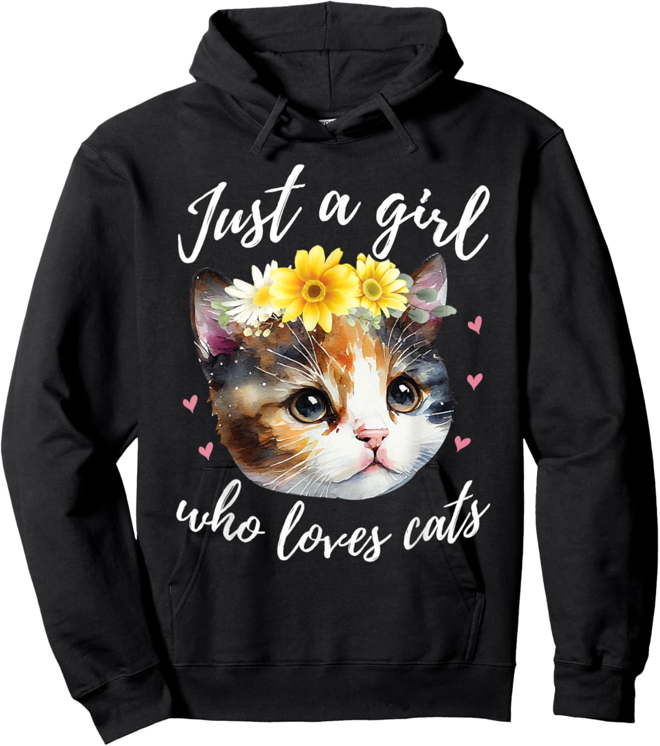 Just A Girl Who Loves Cats - Cute Calico Cat Lover Hoodie - Hoodie | Black