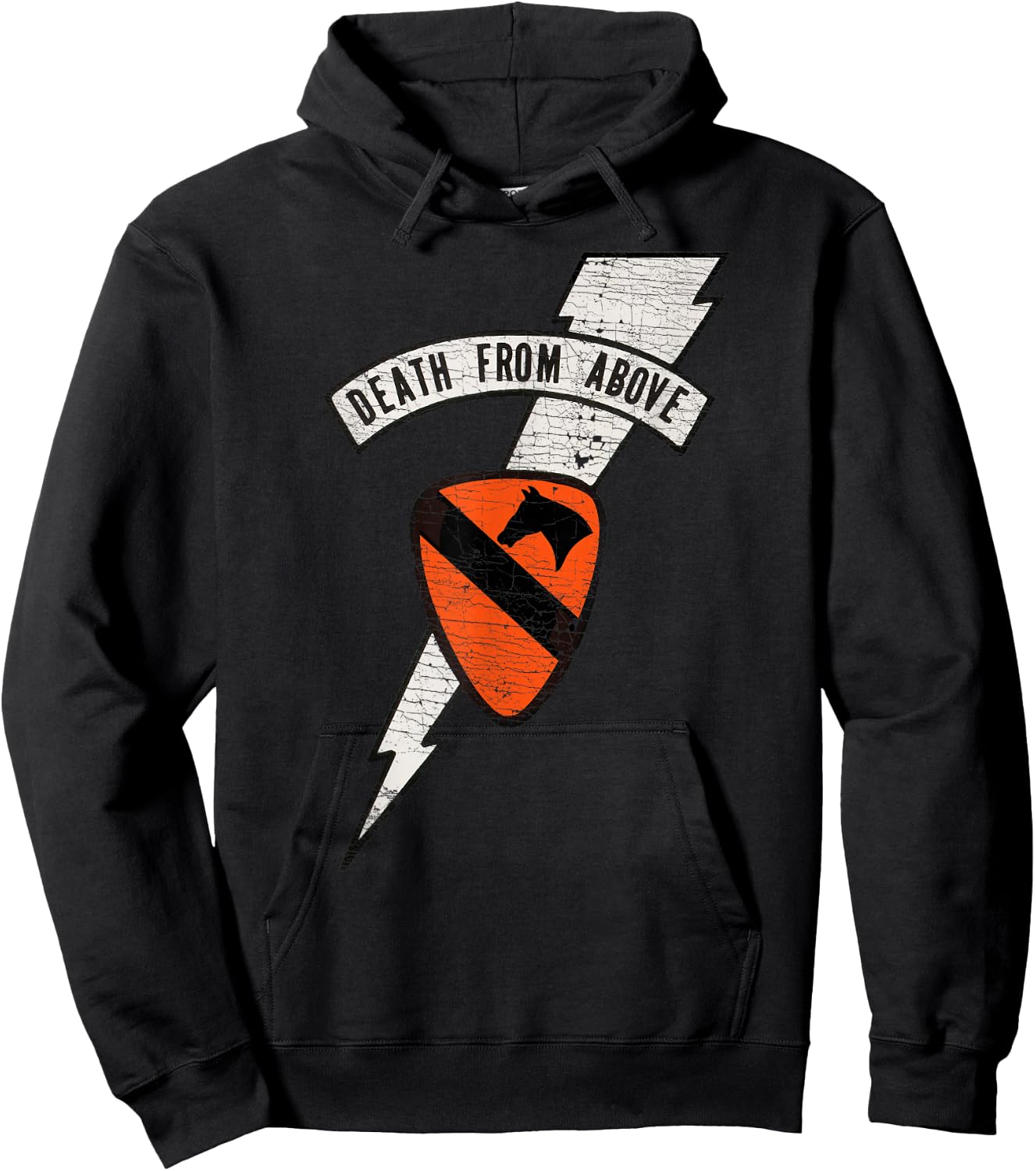 "Death From Above" Air Cavalry Lightning Logo (Distressed) Hoodie - Hoodie | Black