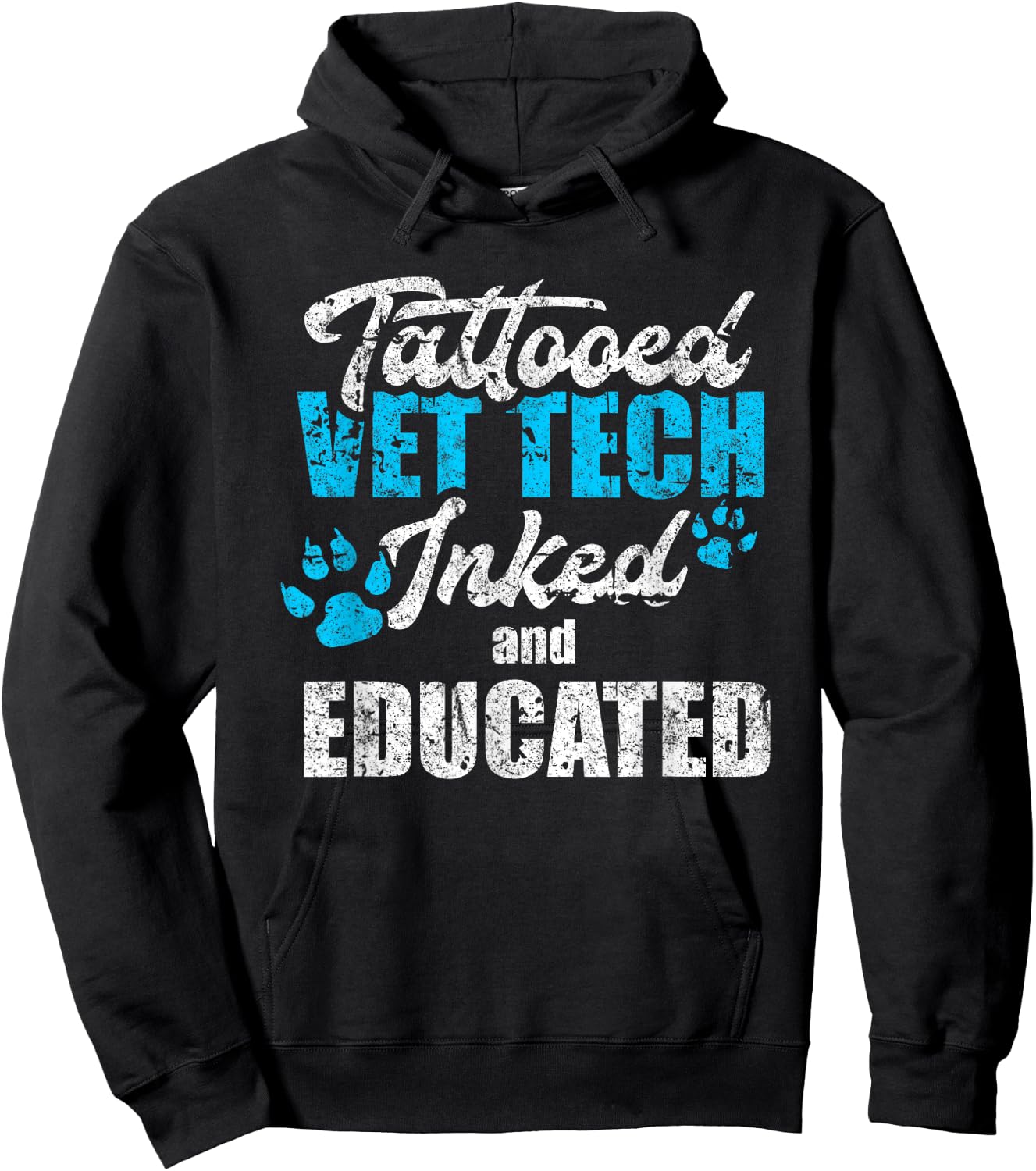 Tattooed Vet Tech Inked And Educated Vintage Vet Tech Hoodie - Hoodie | Black