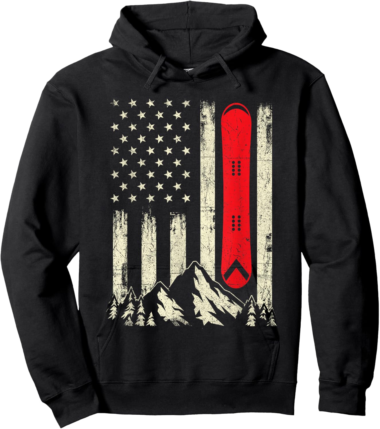 Snowboarding Lover - USA Flag Snowboarder Wintersports Lover Hoodie - Hoodie | Black