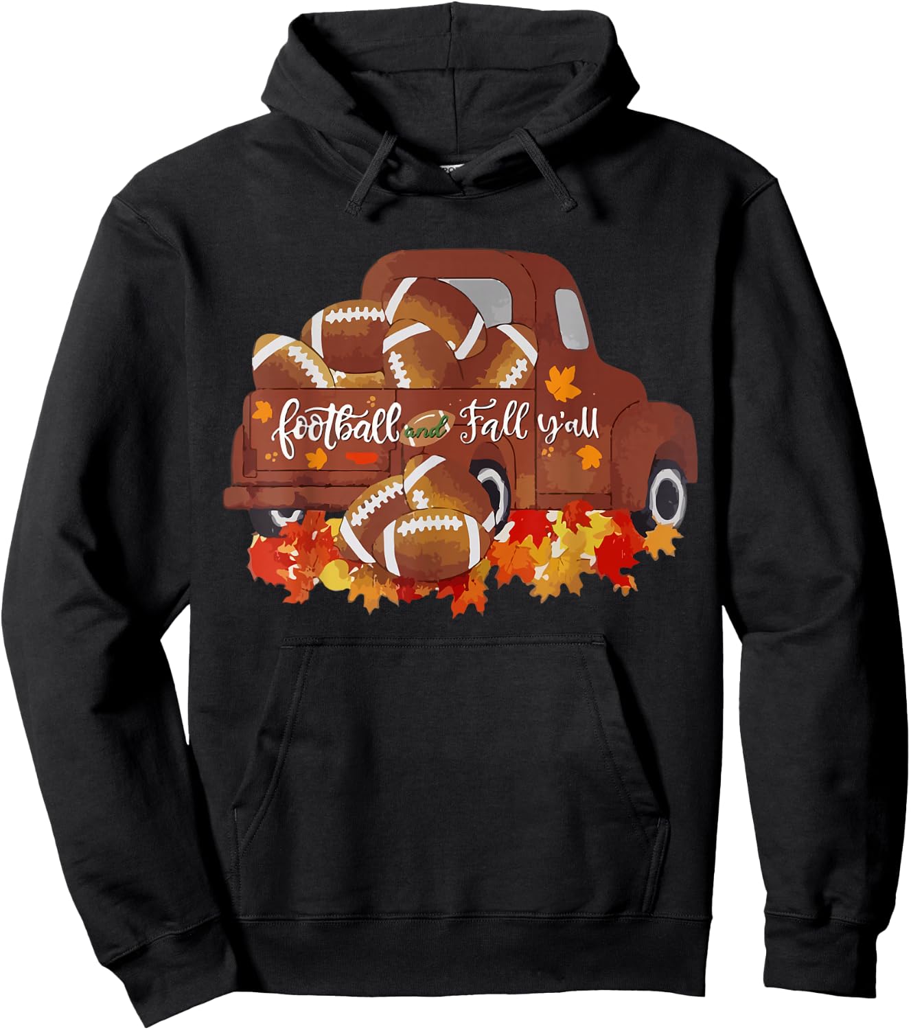 Football and Fall Y'all Vintage Fall Football Season funny Hoodie - Hoodie | Black