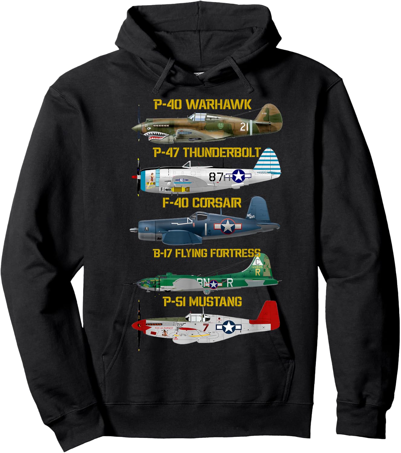 WW2 Planes Warbirds Warplanes Hoodie - Hoodie | Black